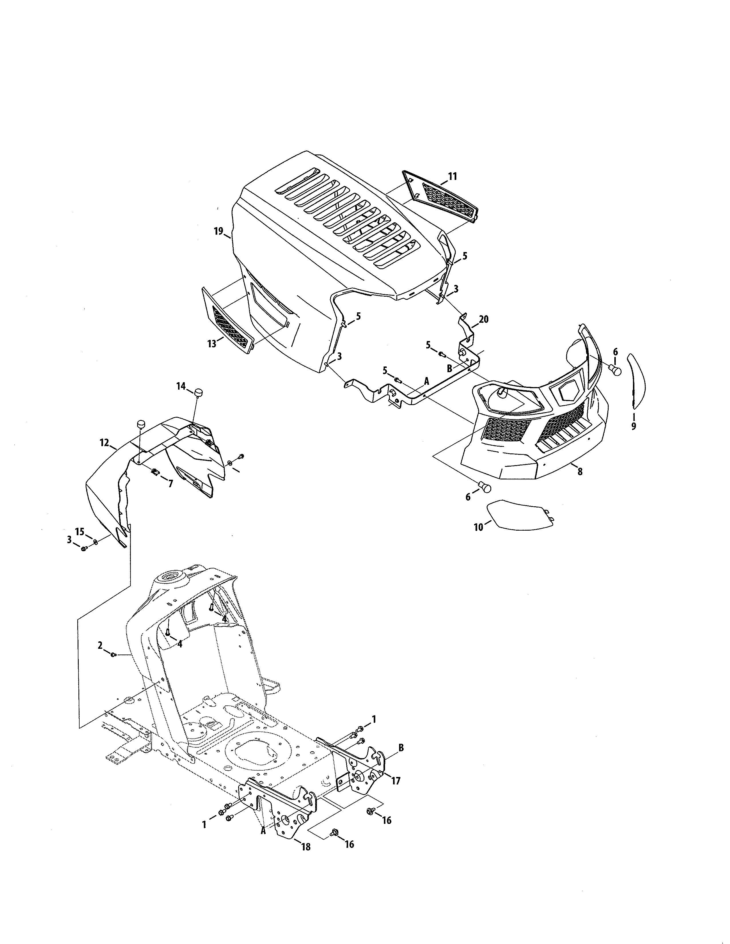 Craftsman 247203731 bumper/hood diagram