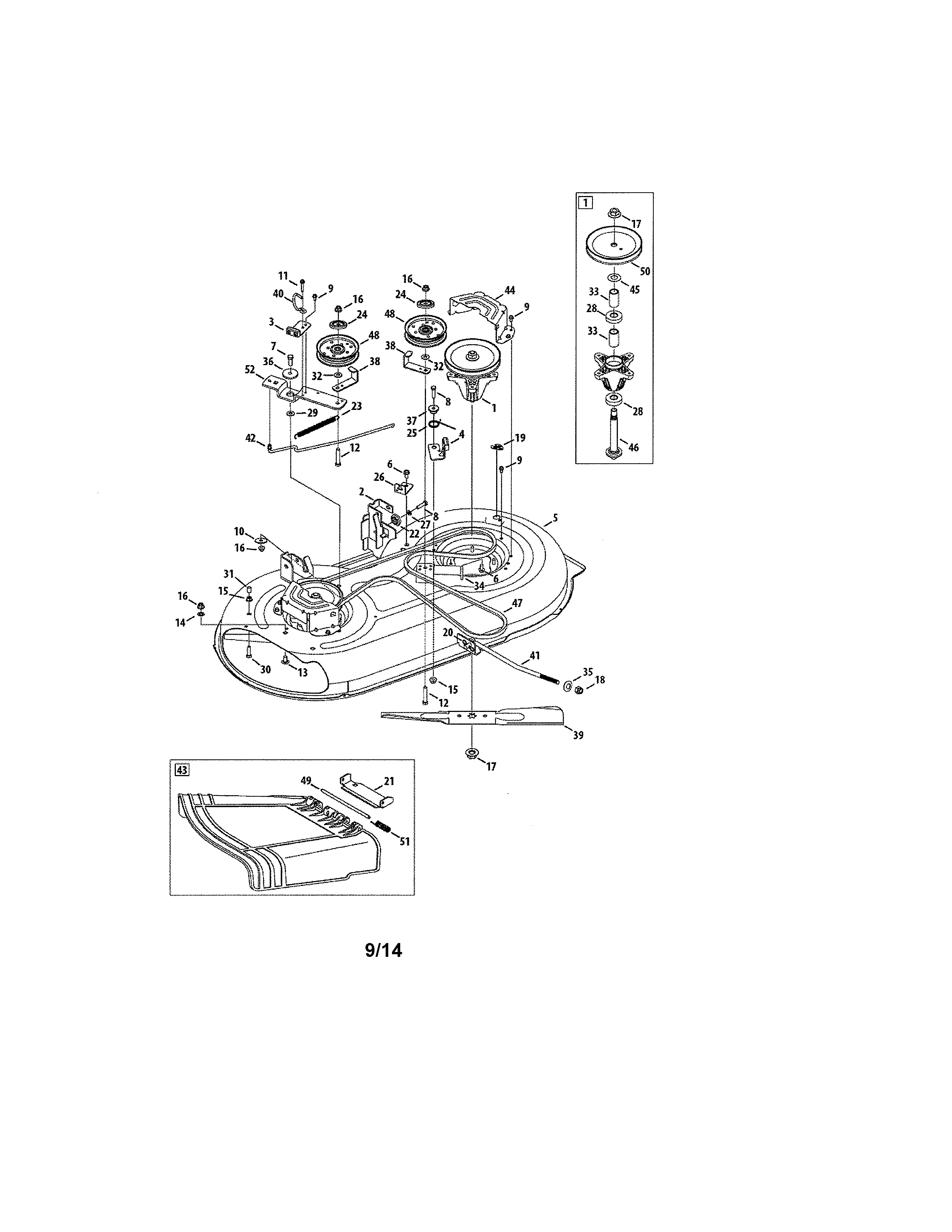 Craftsman 247203731 deck/spindle/chute diagram