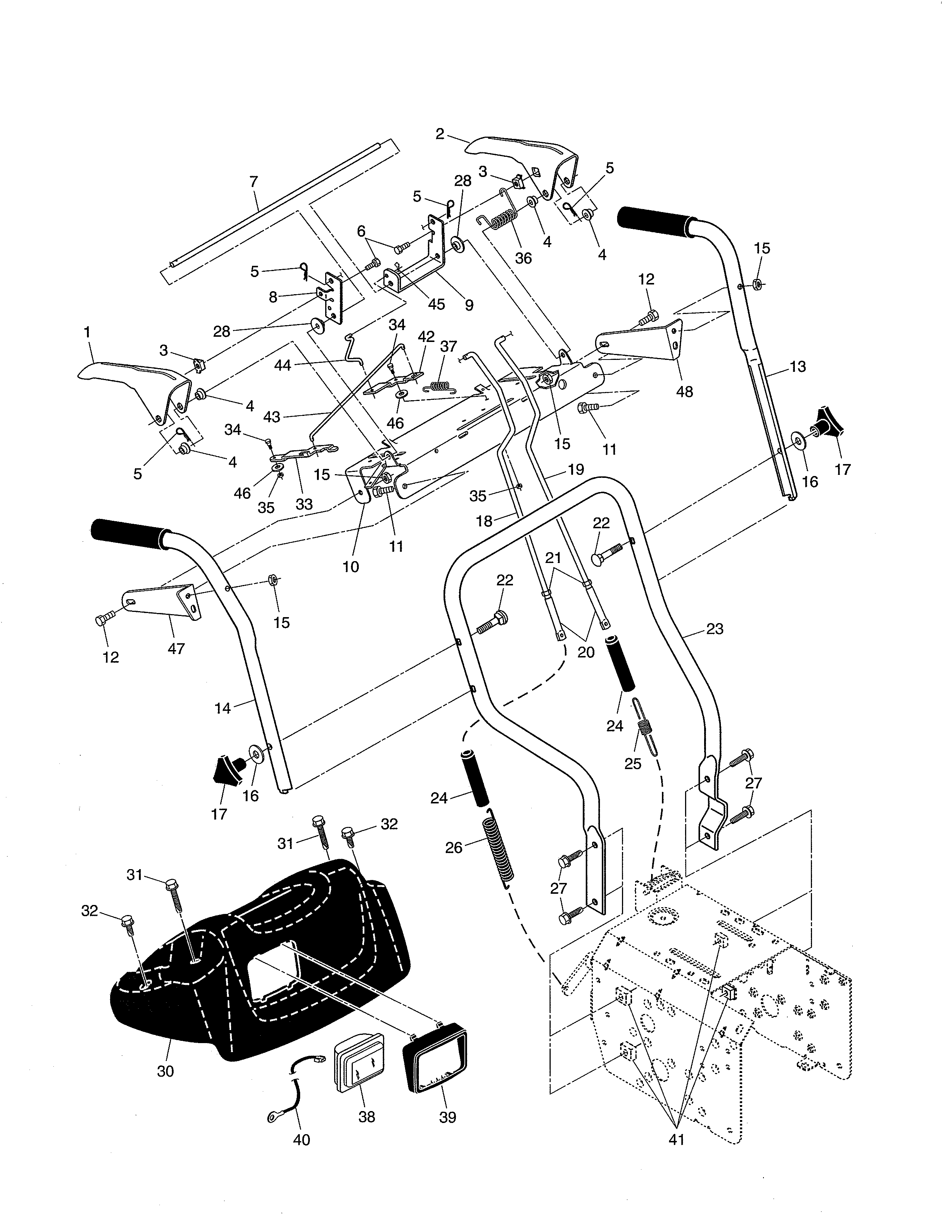 Poulan 96197000400 handles diagram