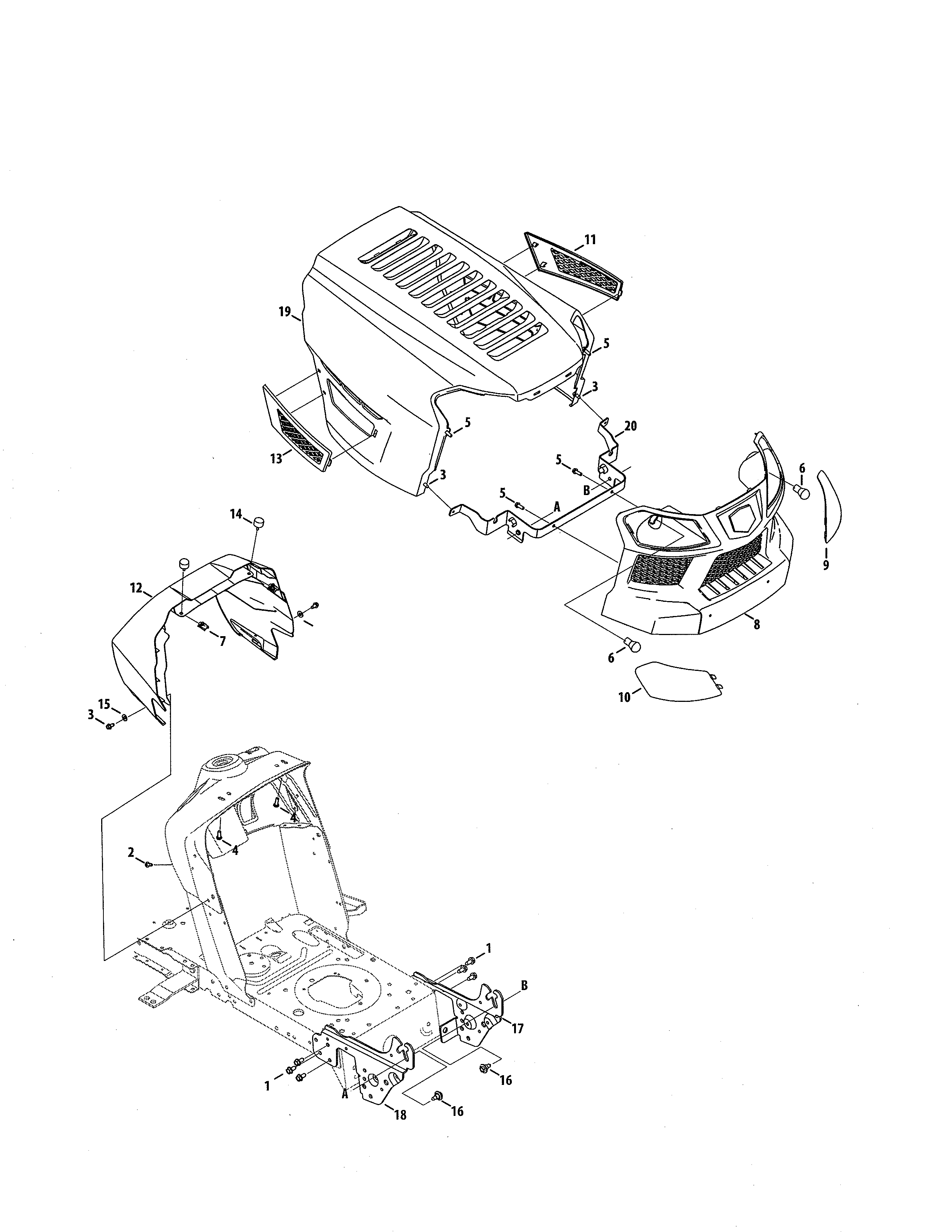 Craftsman 247203741 bumper/hood diagram