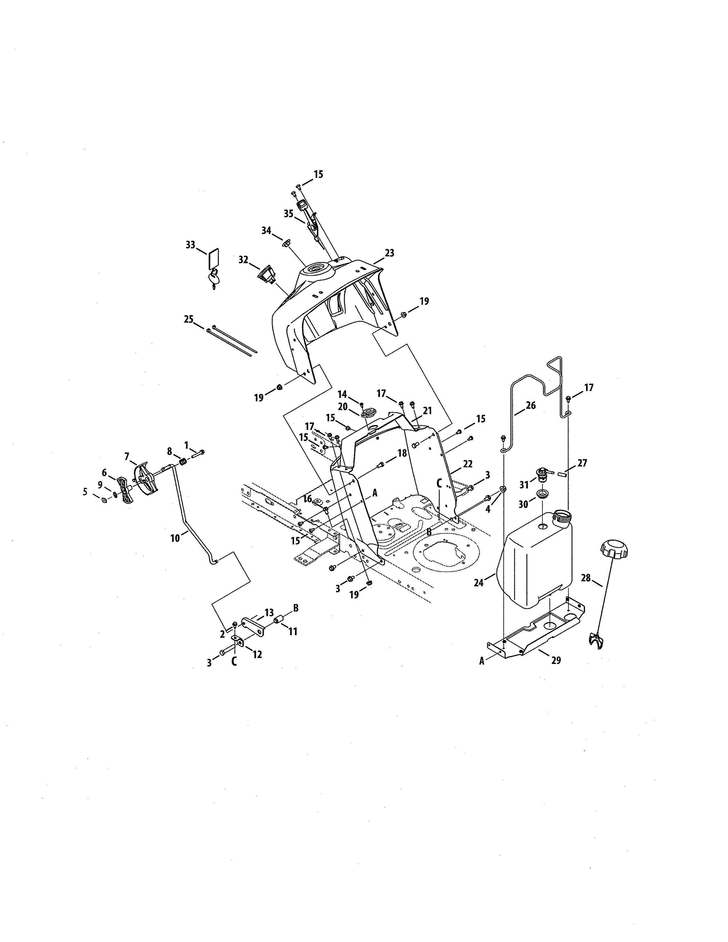Craftsman 247203741 fuel tank/upper dash panel diagram