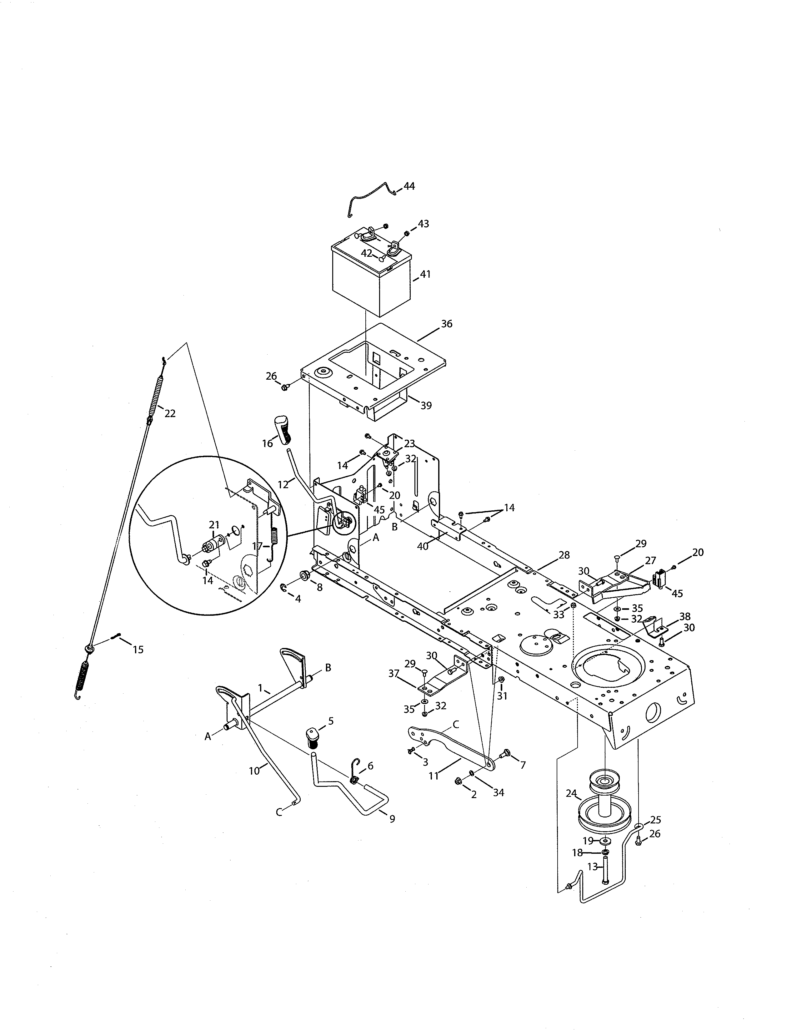 Craftsman 247203741 battery/frame diagram