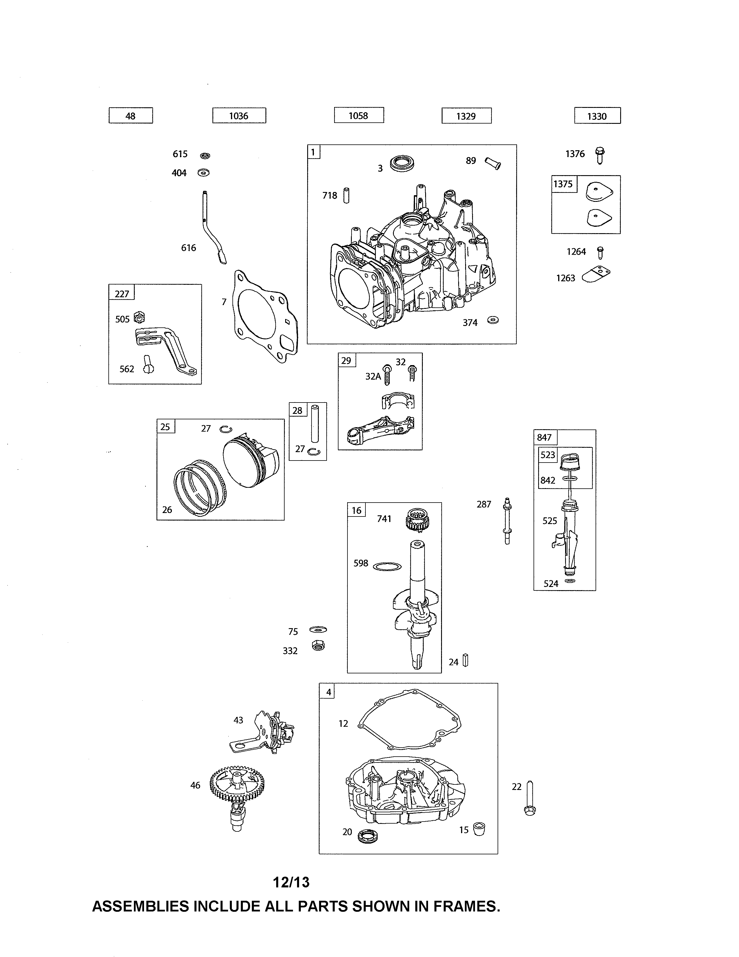 Craftsman 917375921 cylinder/crankshaft/sump diagram