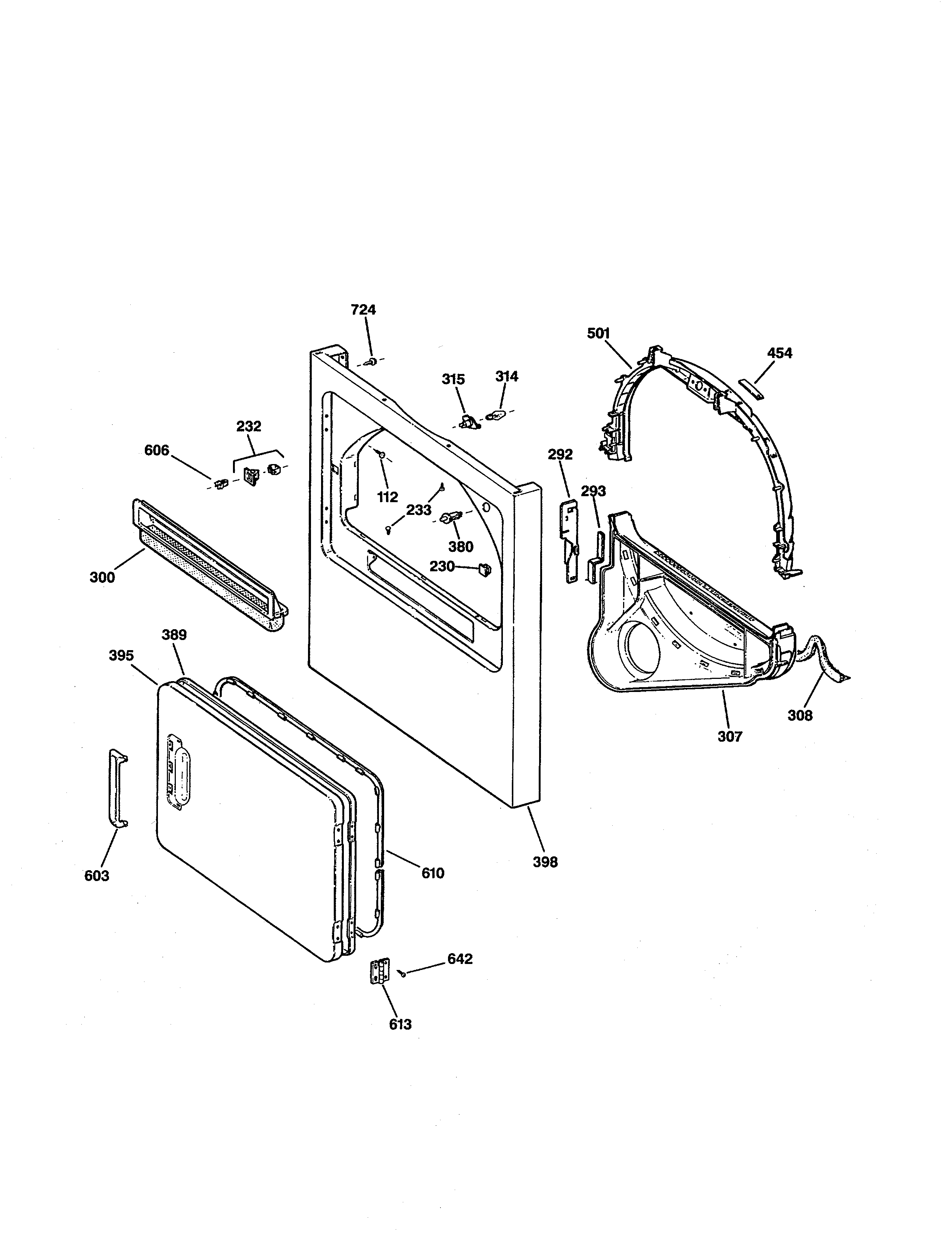Hotpoint NVLR333ET0WB front panel & door diagram