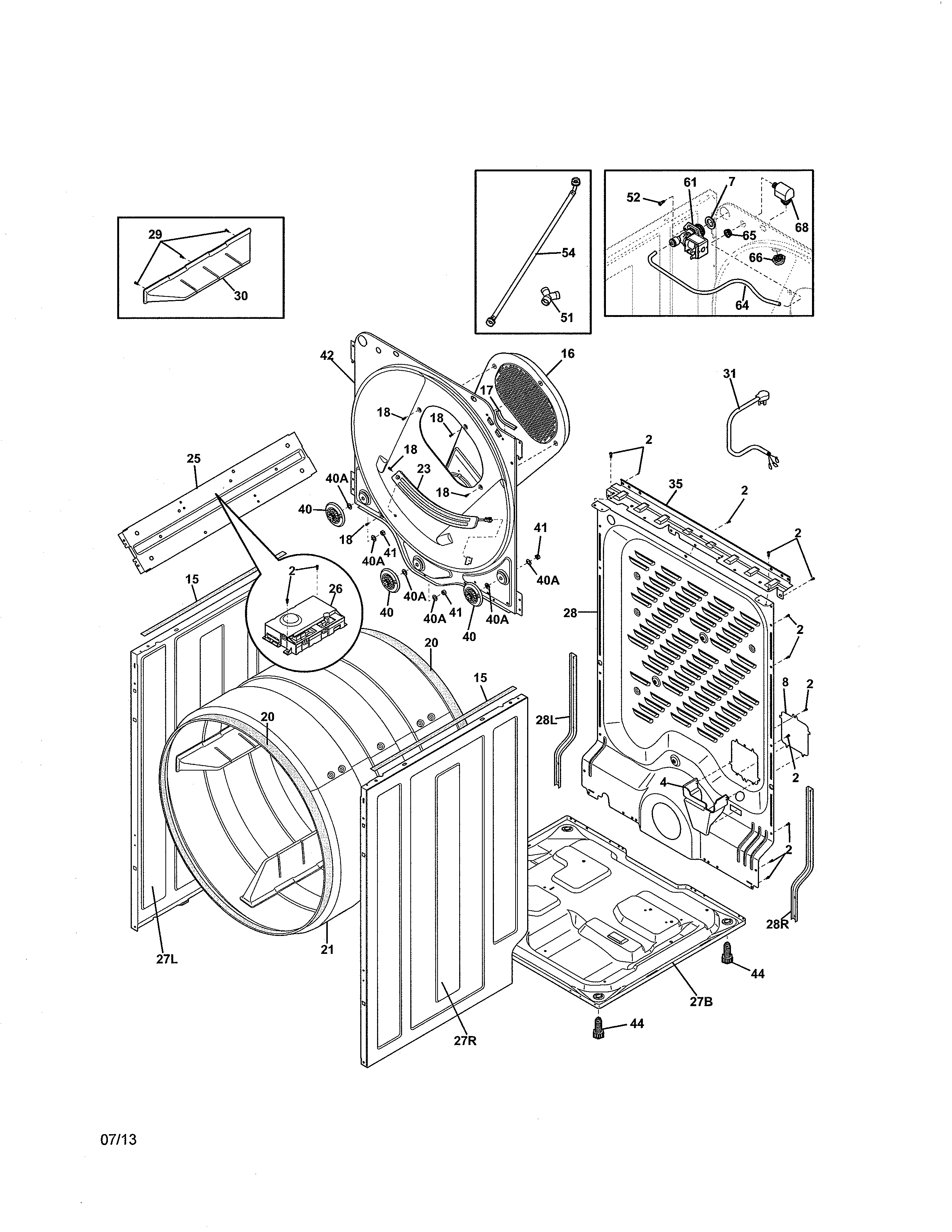 Kenmore Elite 41791100003 cabinet/drum diagram