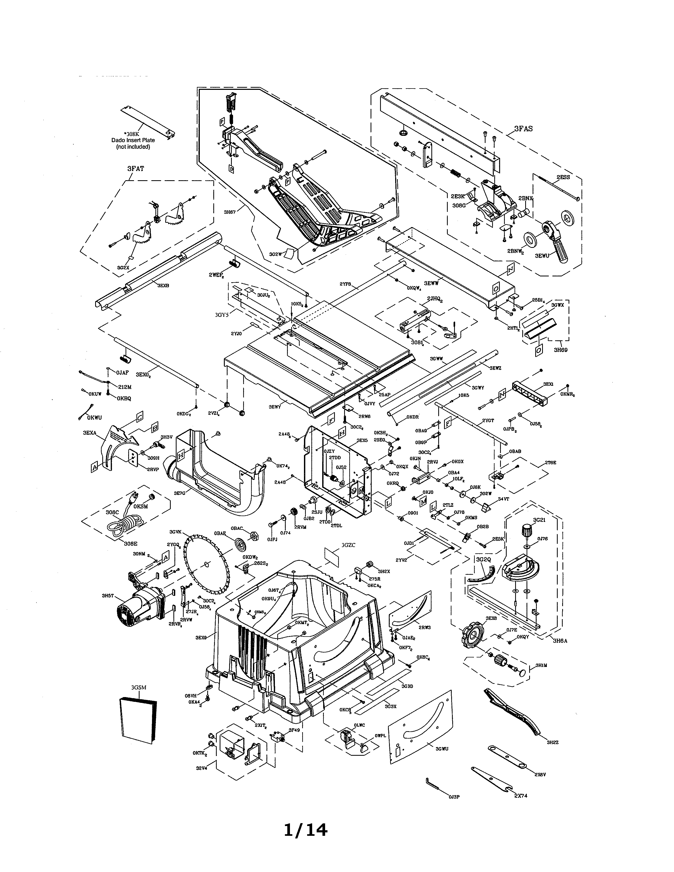Craftsman 137415030 table saw diagram