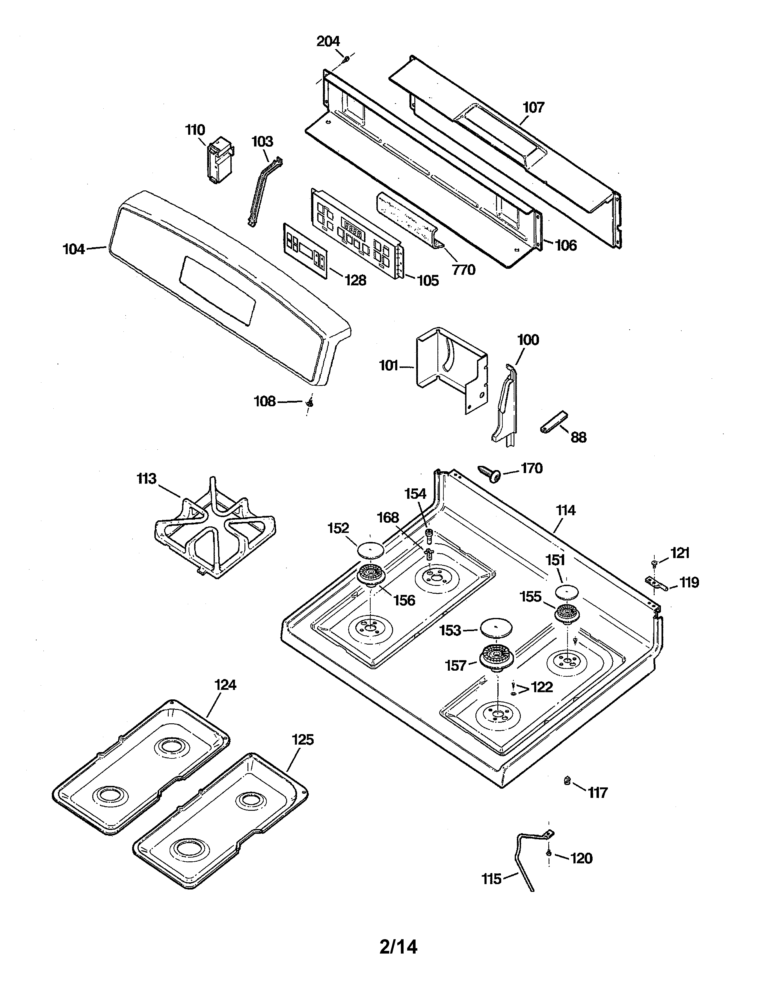 GE JGBP33SEH5SS control panel/cooktop diagram