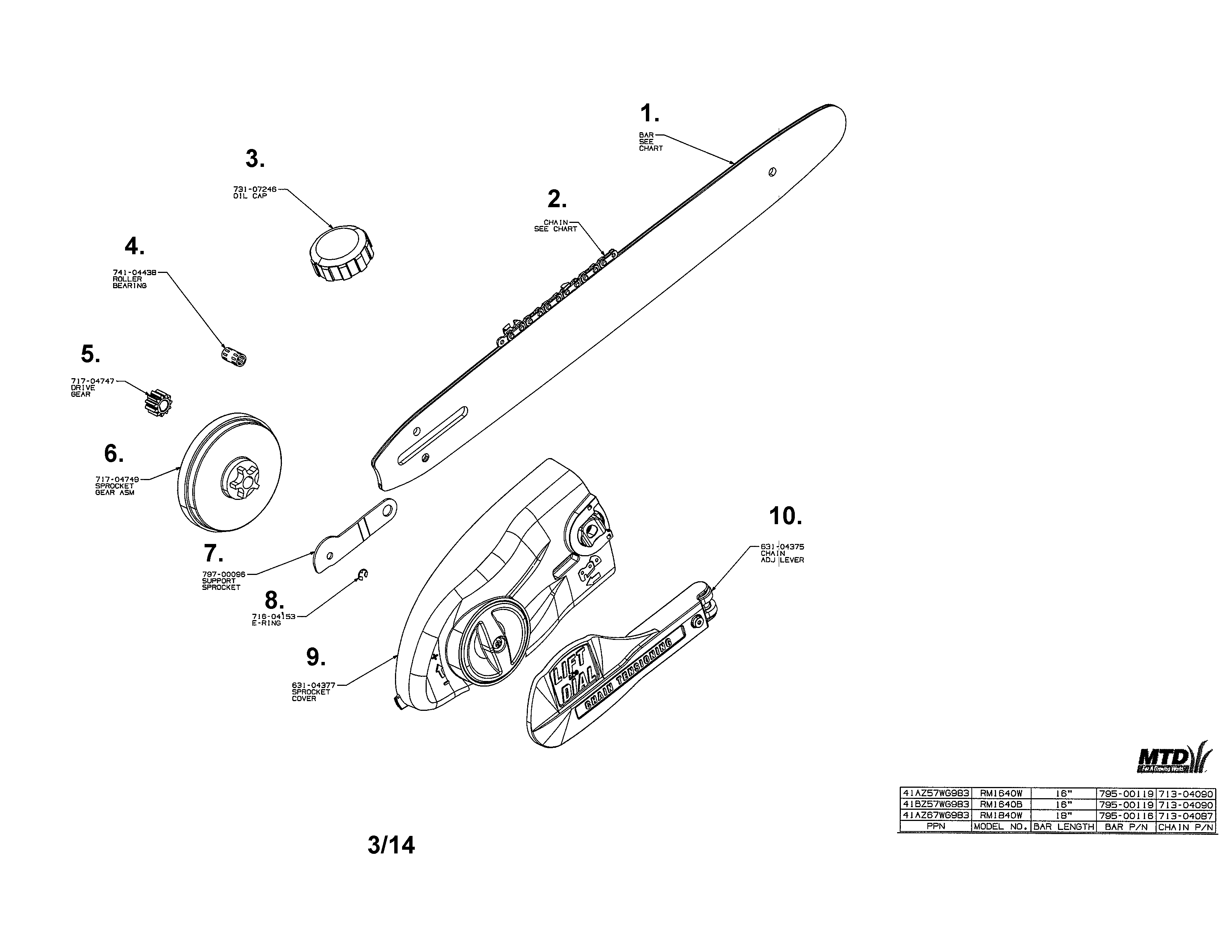 MTD 41BZ57WG983 electric chainsaw diagram