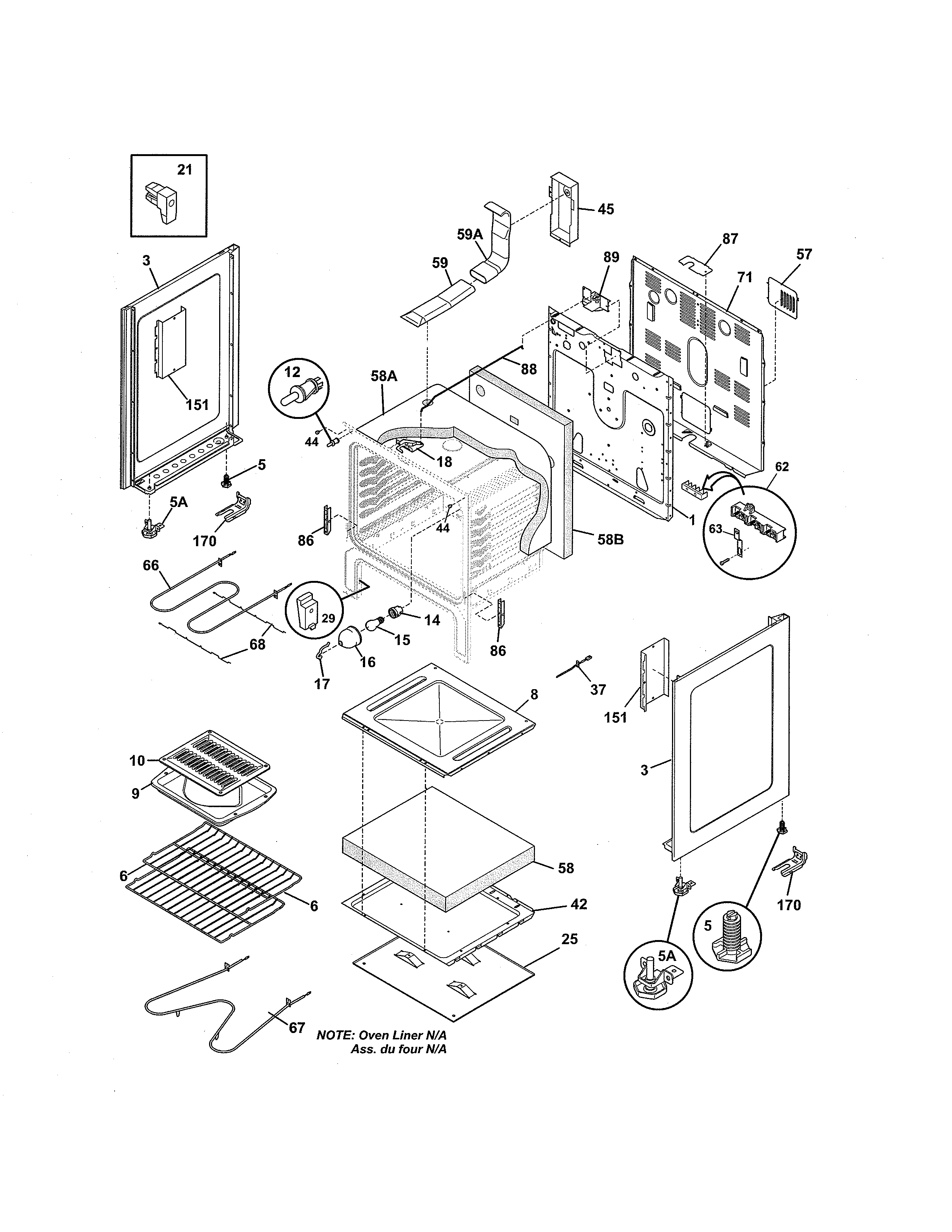 Frigidaire FEF366ESH body diagram
