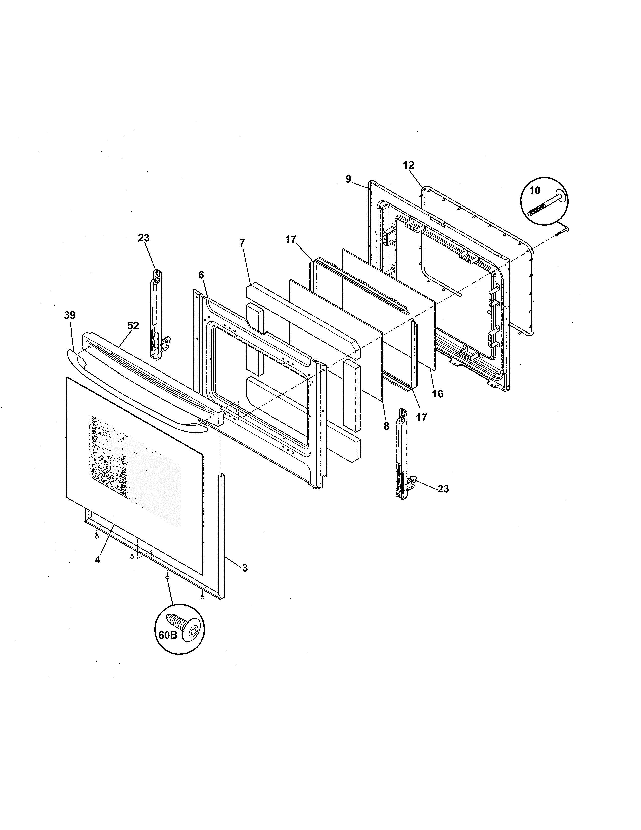 Frigidaire FEF366ESH door diagram