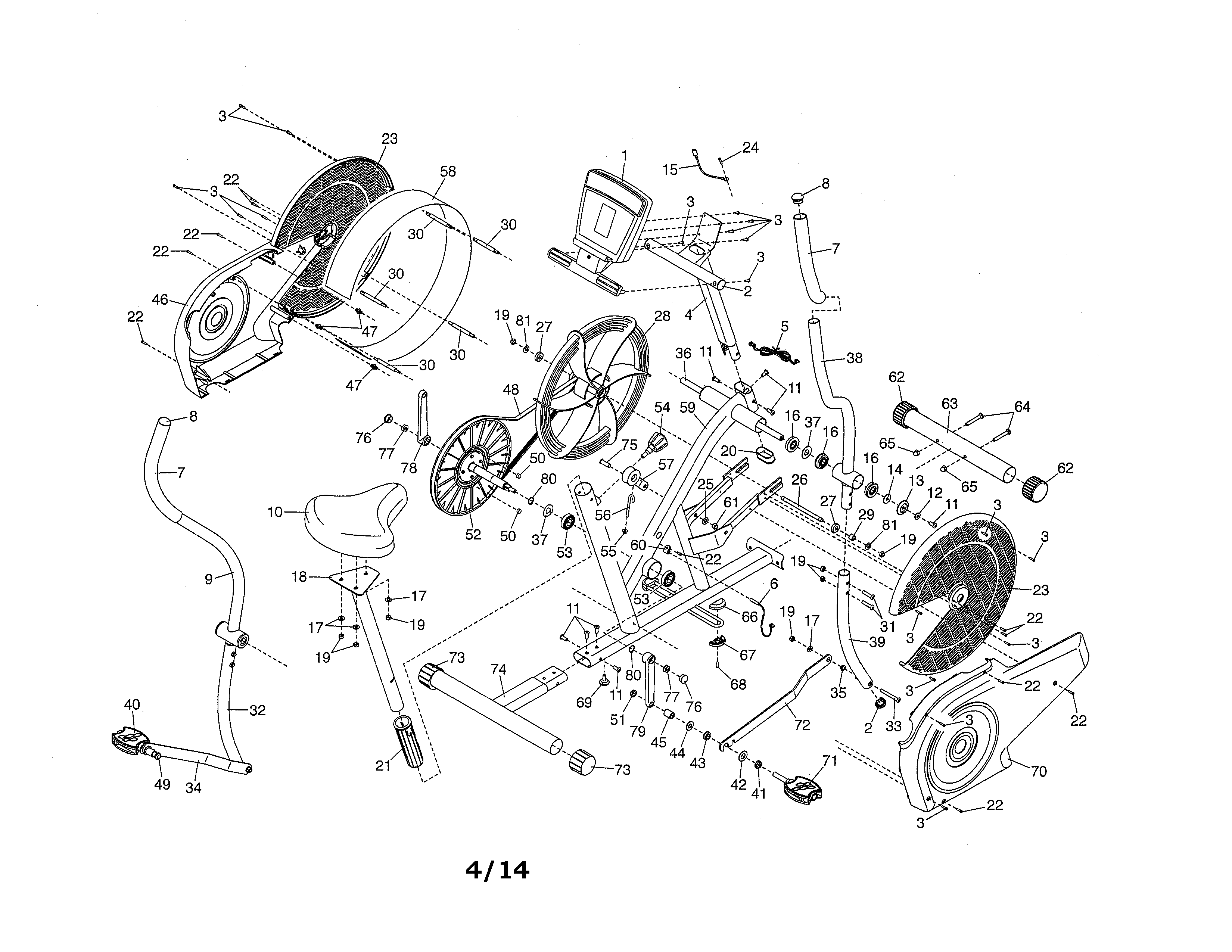 Proform 831219221 exercise bike diagram