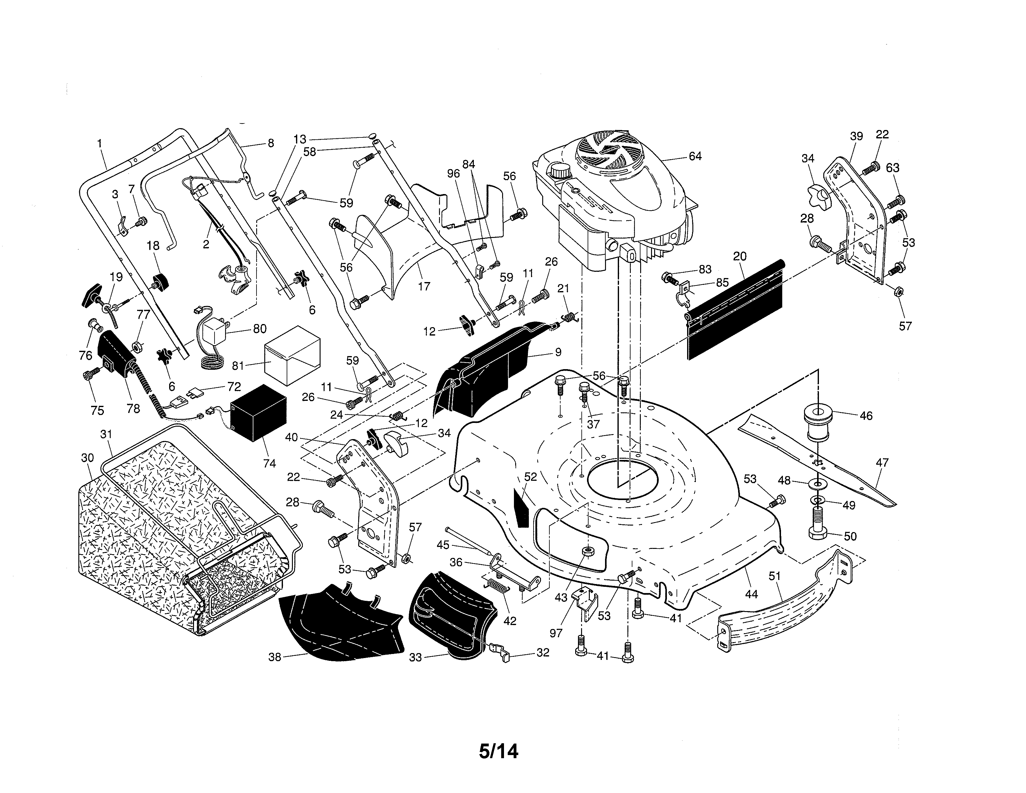 Craftsman 917370935 engine/housing/handle diagram