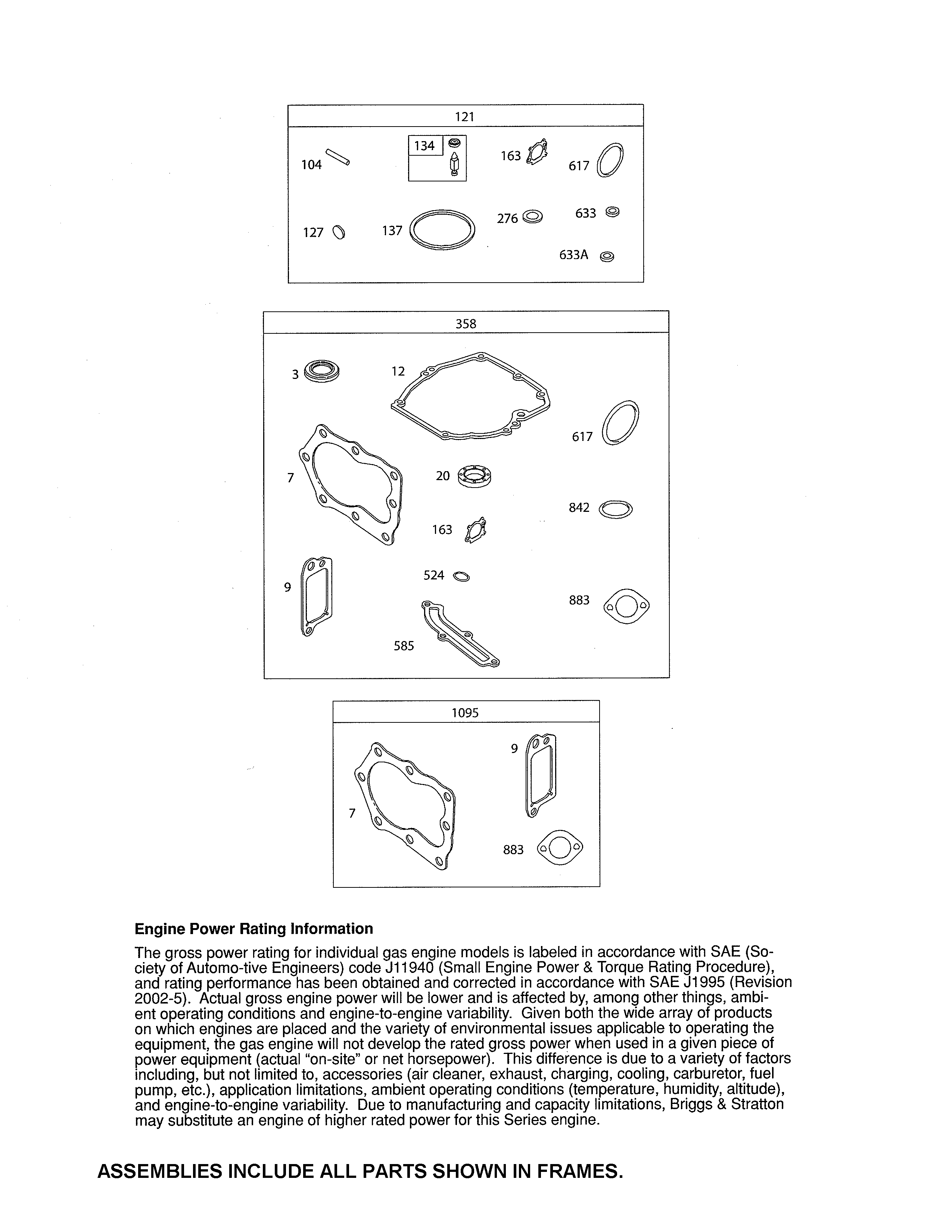 Craftsman 917370935 gasket sets diagram