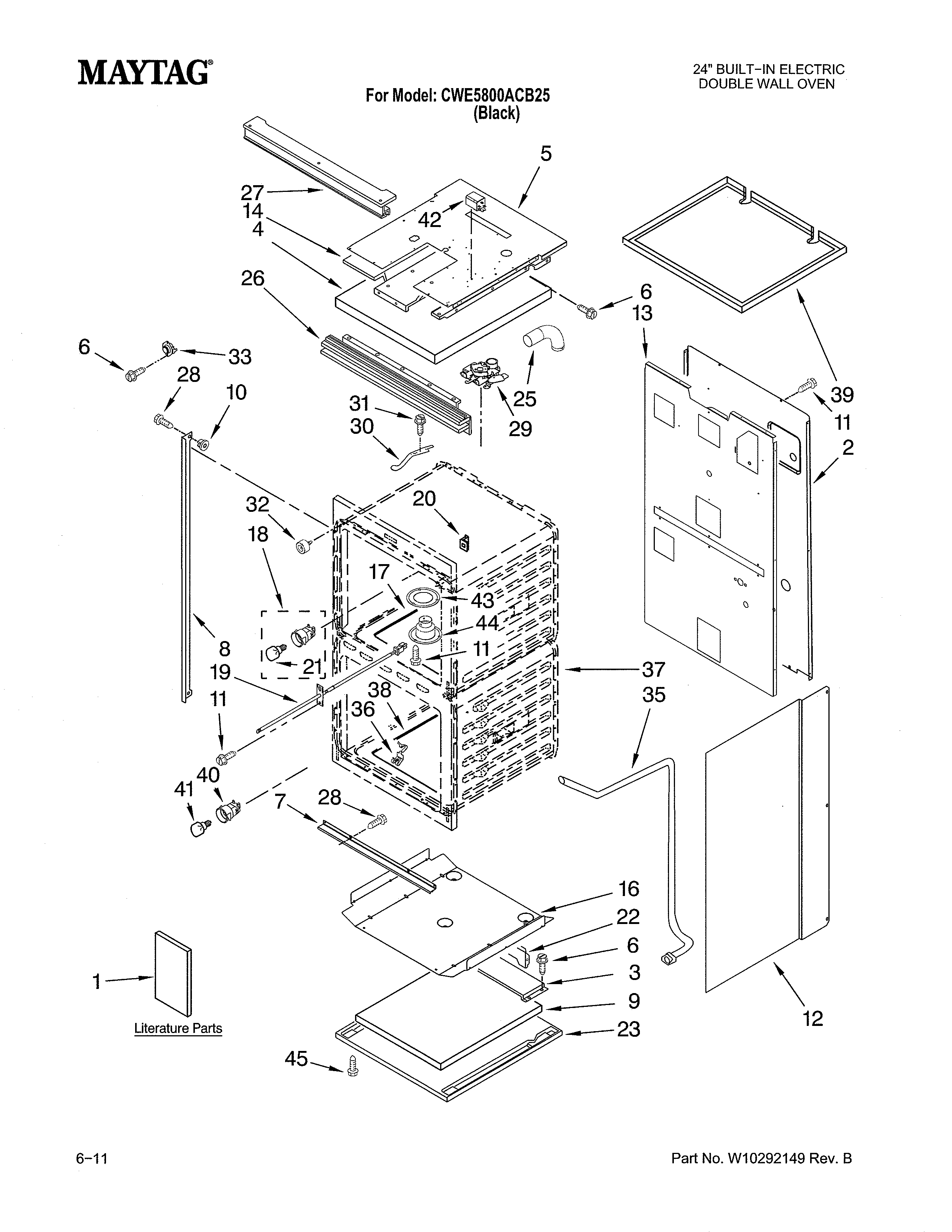 Maytag CWE5800ACB25 oven diagram
