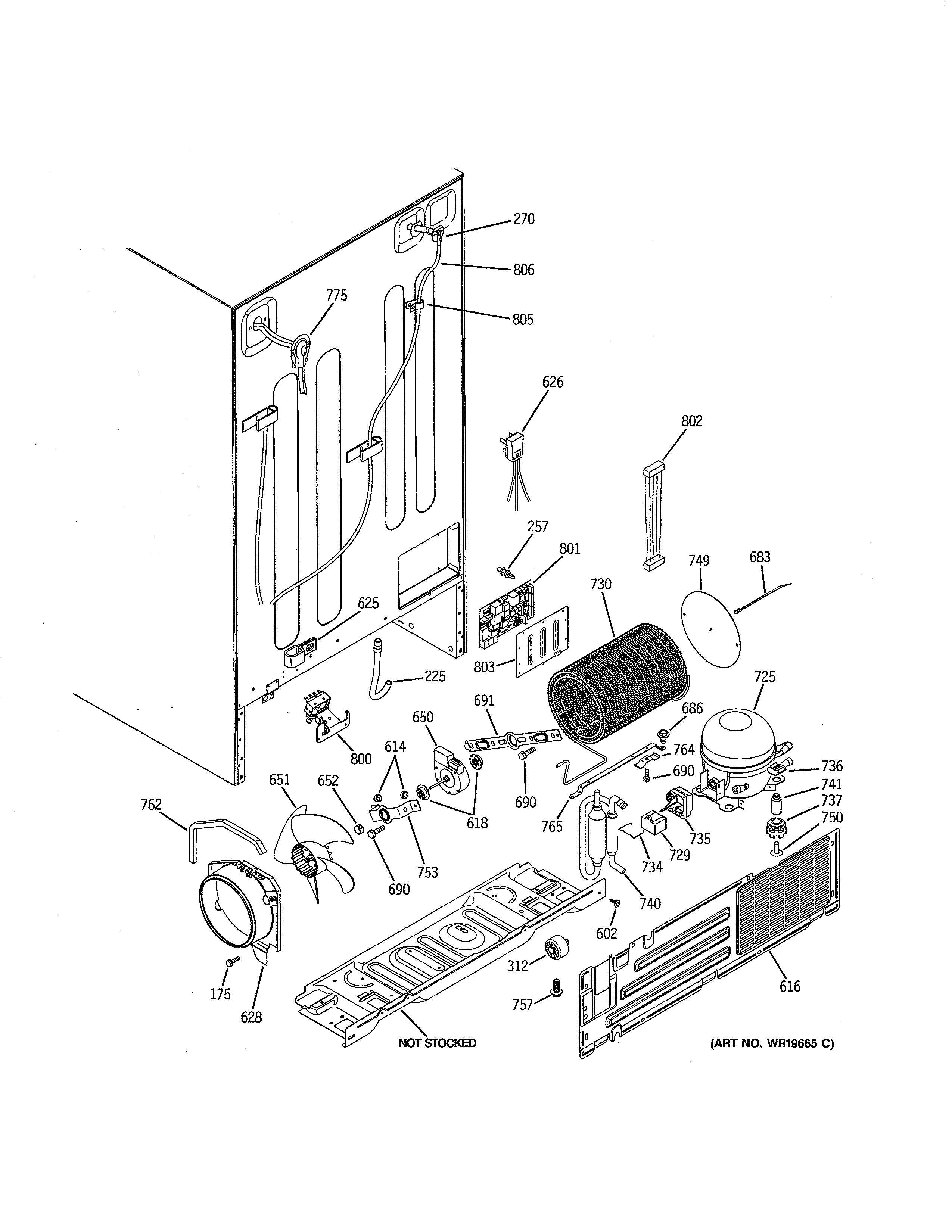 GE PSC23NSTESS machine compartment diagram