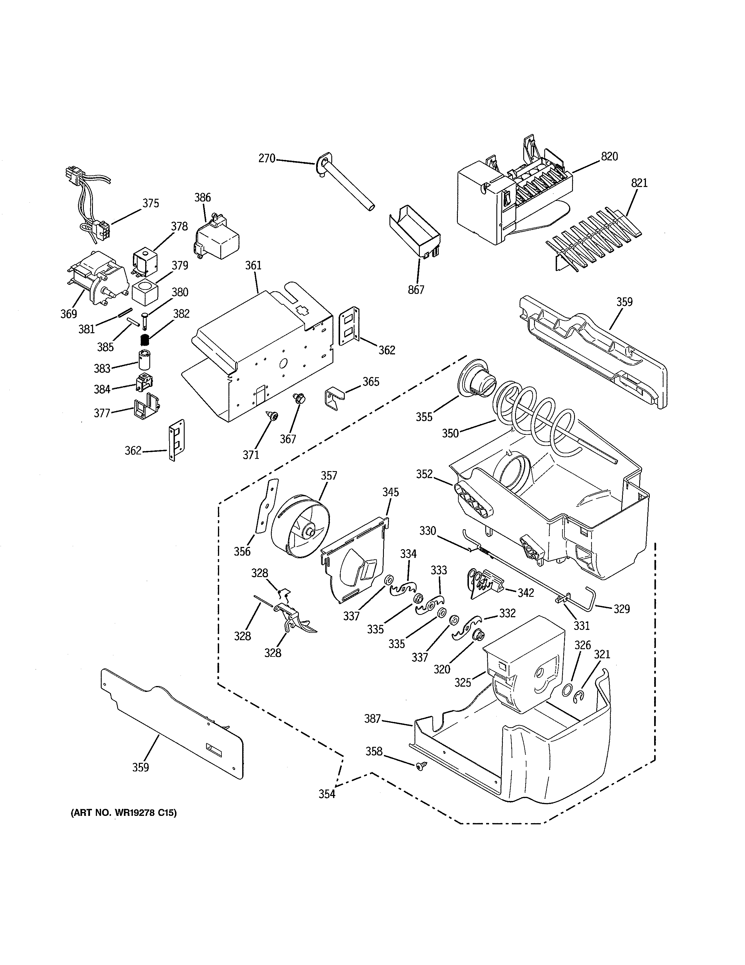 GE PSC23NSTESS ice maker/dispenser diagram