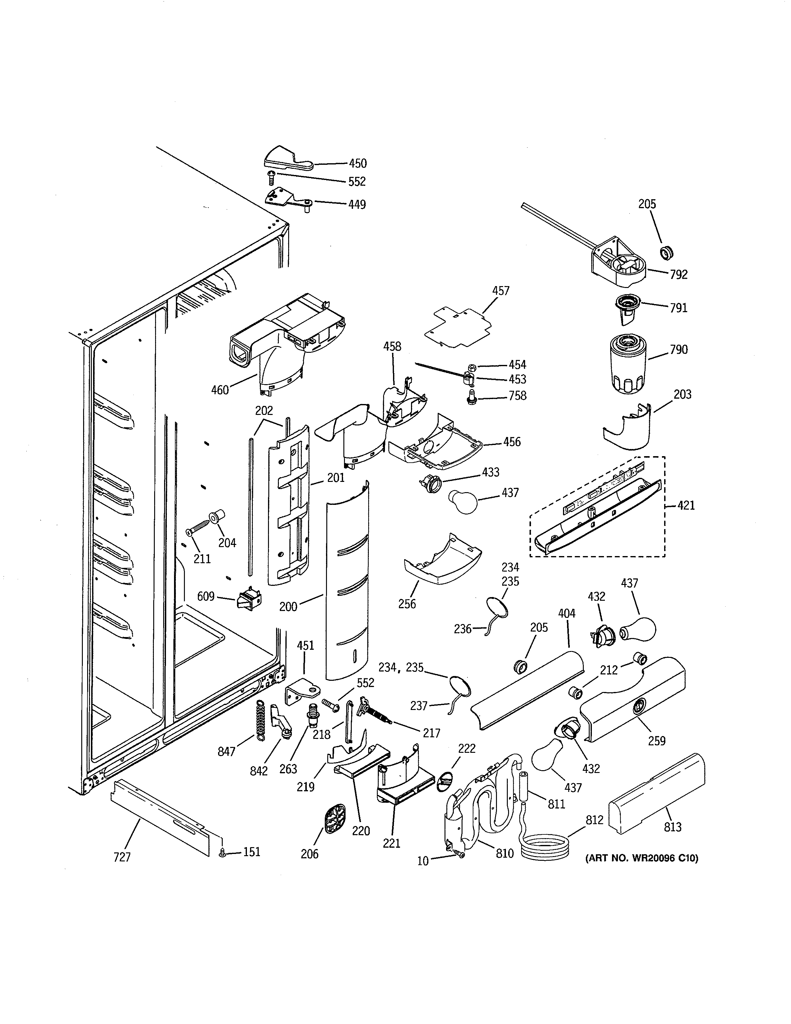 GE PSC23NSTESS fresh food section diagram