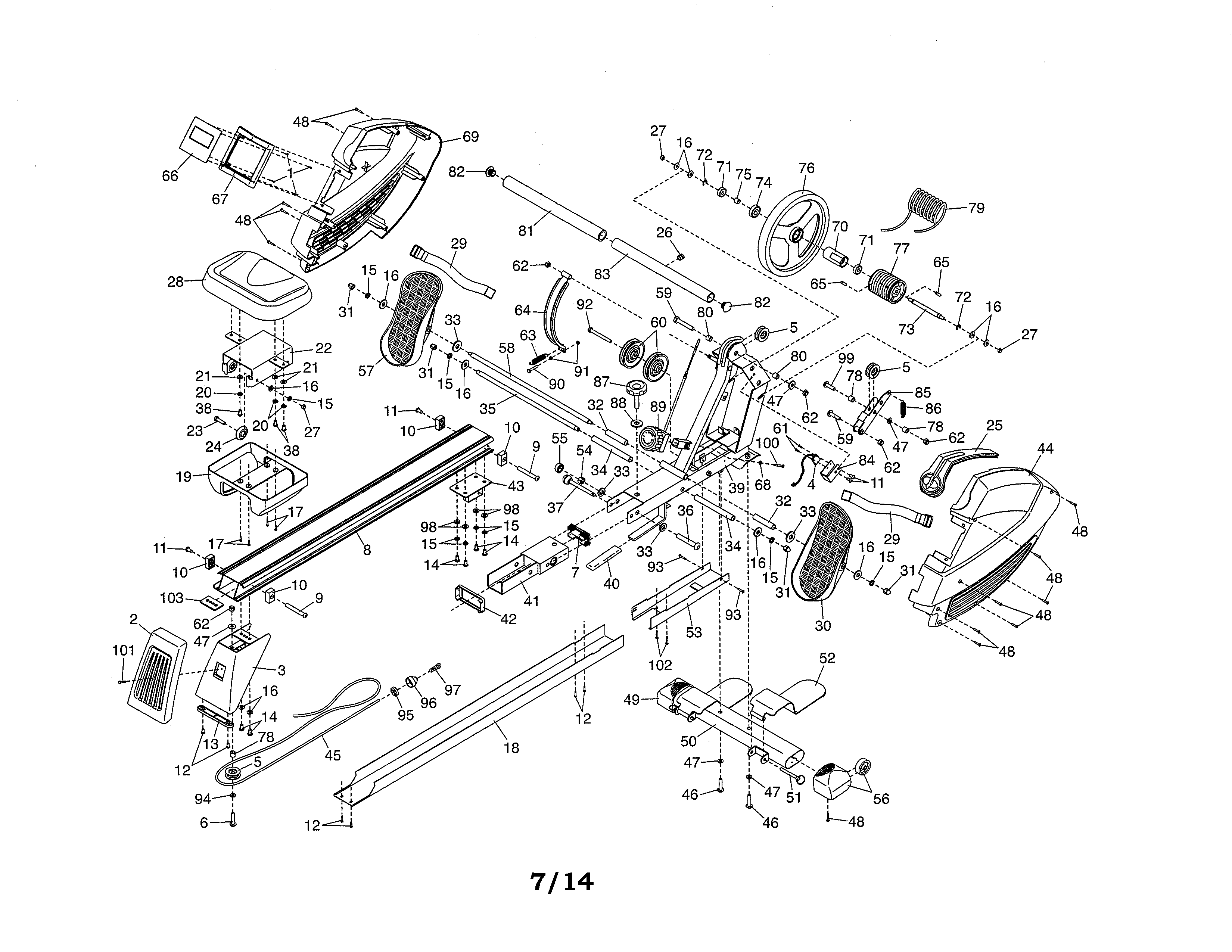 Proform 831212560 rower diagram
