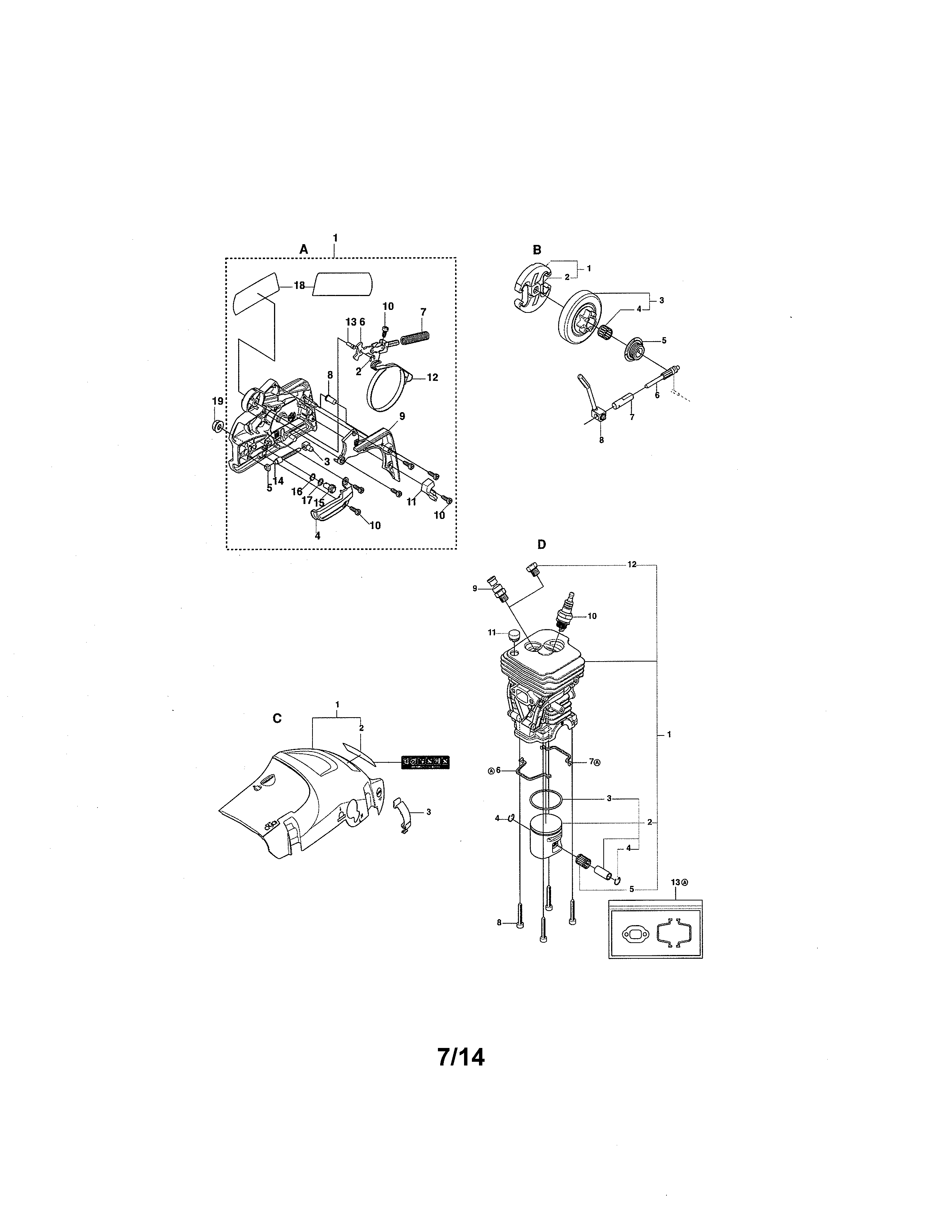 Craftsman 358382000 clutch cover/cylinder diagram