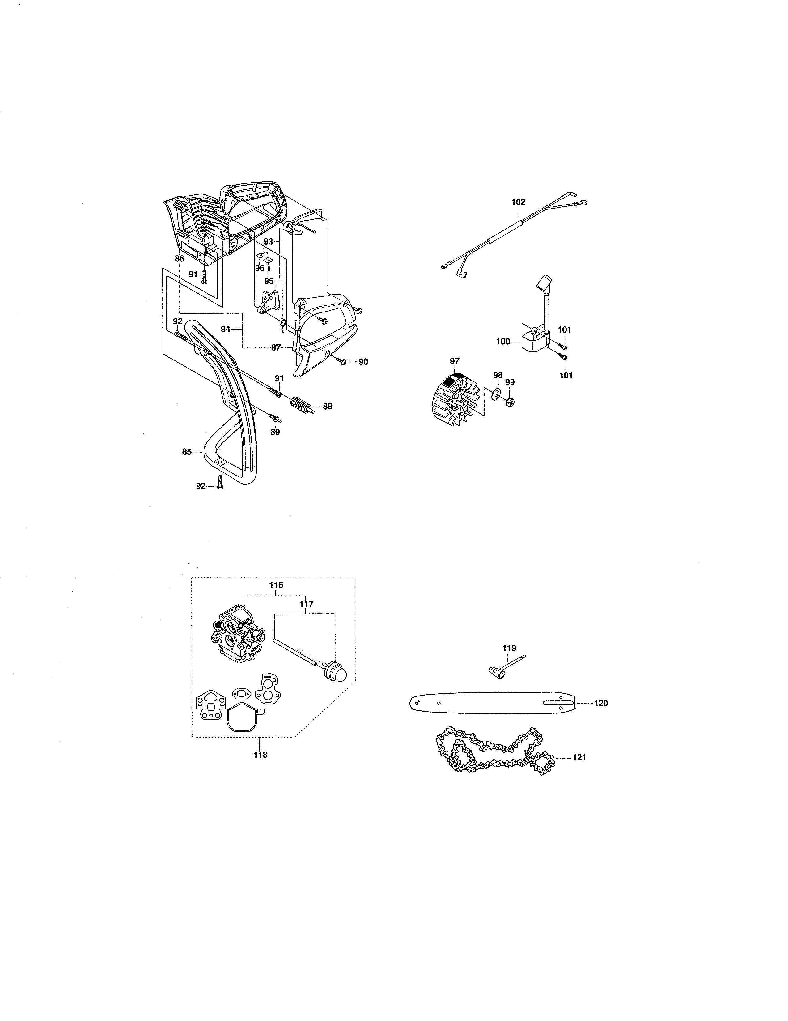 Craftsman 358381600 handle/carburetor diagram