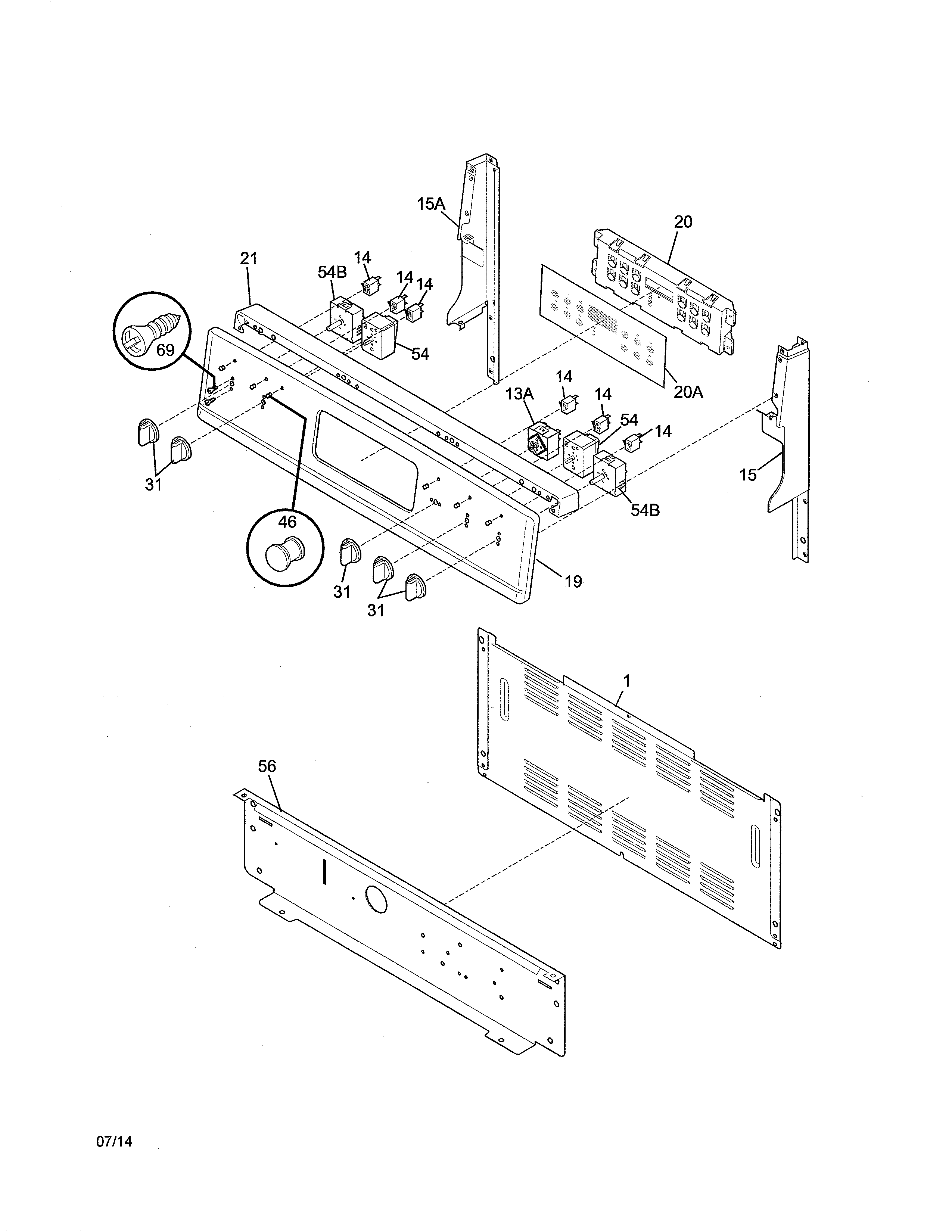 Frigidaire LGEF3043KFN backguard diagram