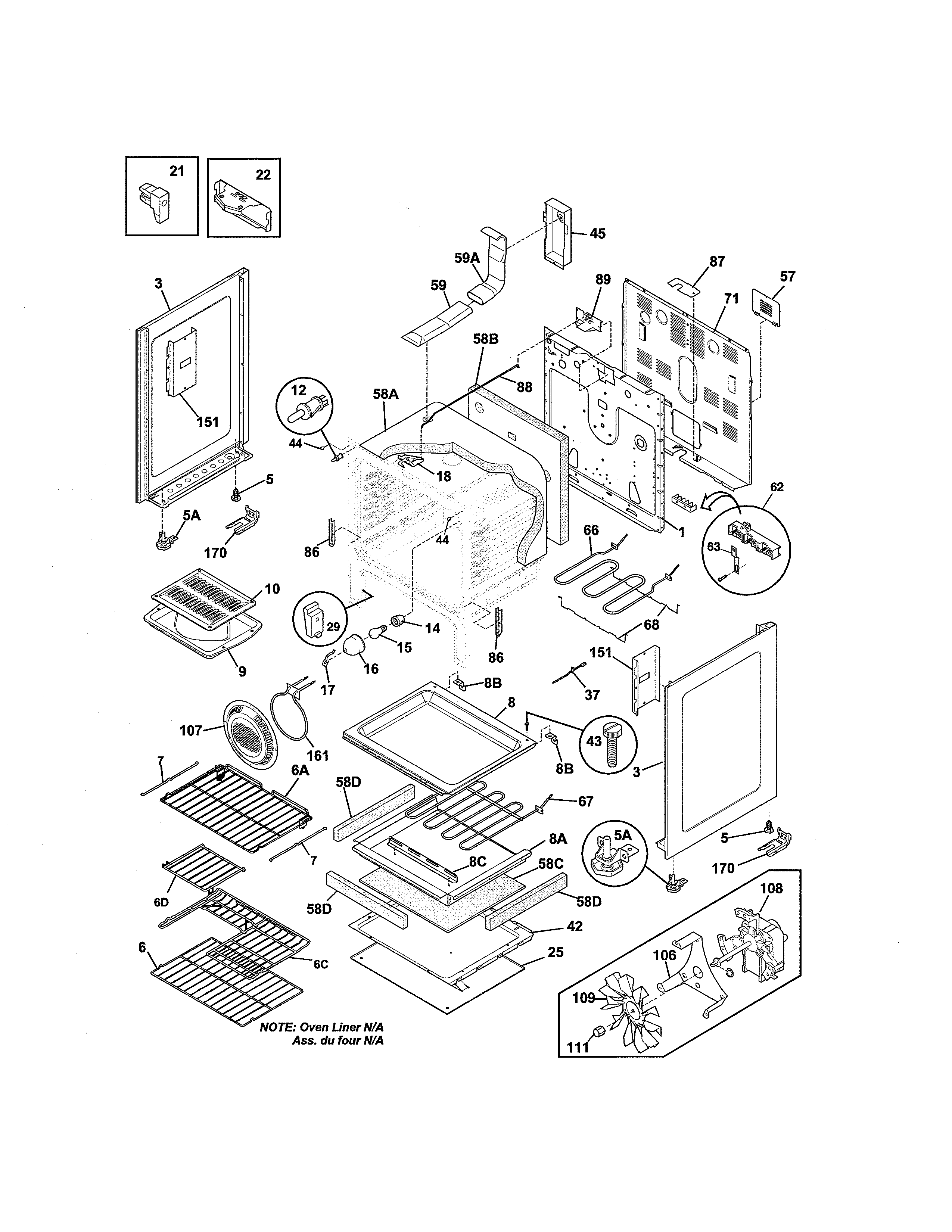 Frigidaire LGEF3043KFN body diagram