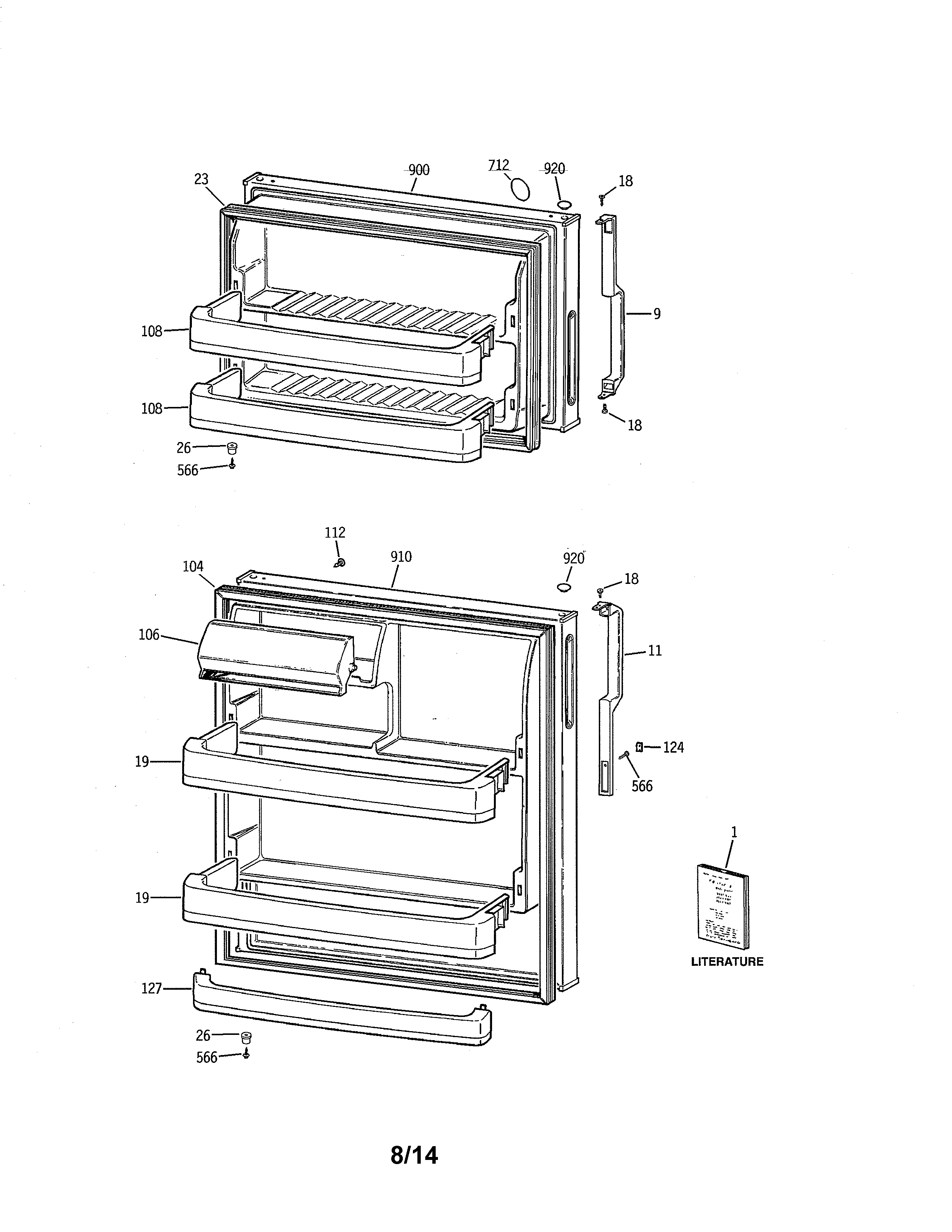 GE GTH18GBDCRCC doors diagram