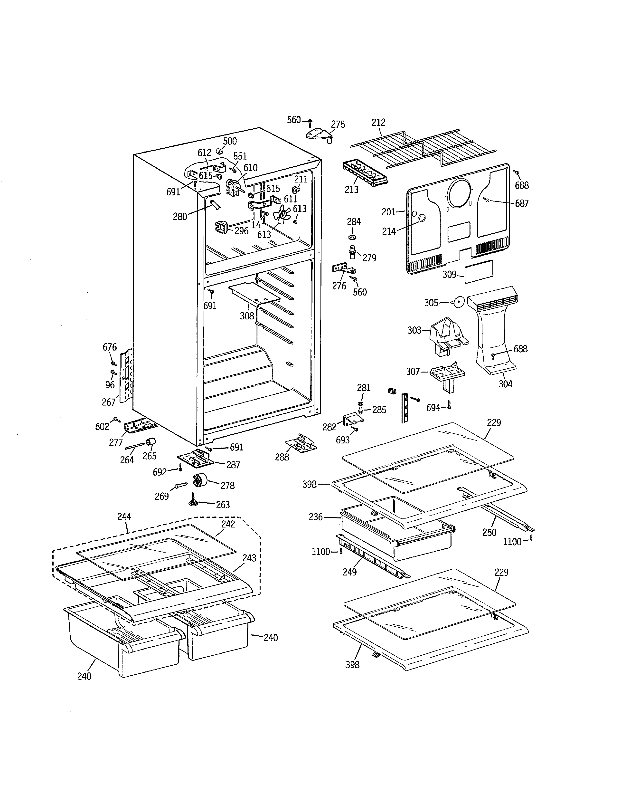 GE GTH18GBDCRCC cabinet diagram