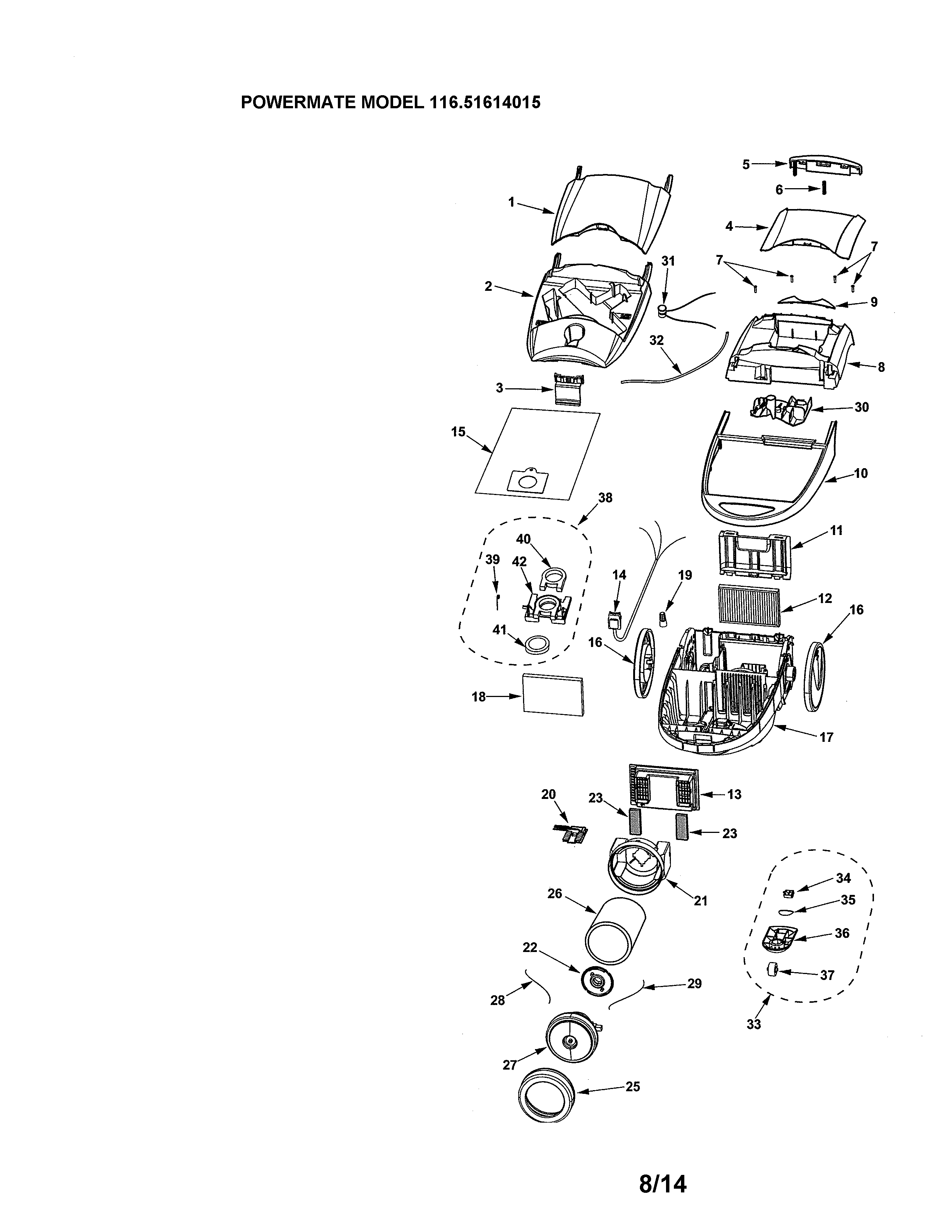 Kenmore 11621614015 canister diagram