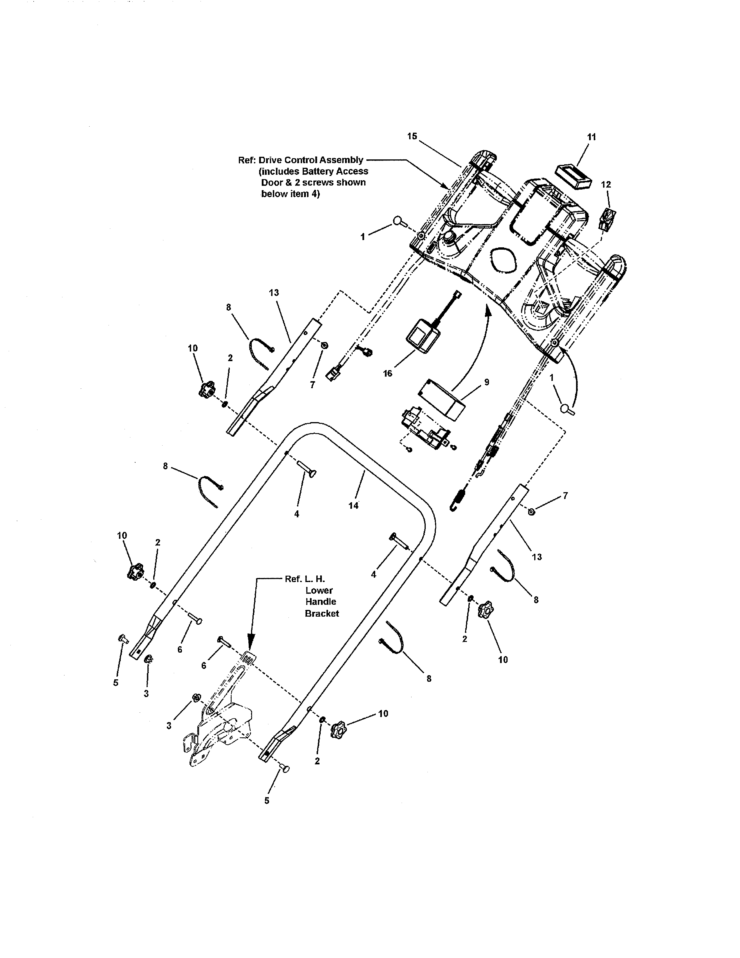 Snapper 7800722 (ENXT22875E) handle & controls, ehoc (my 2011) diagram