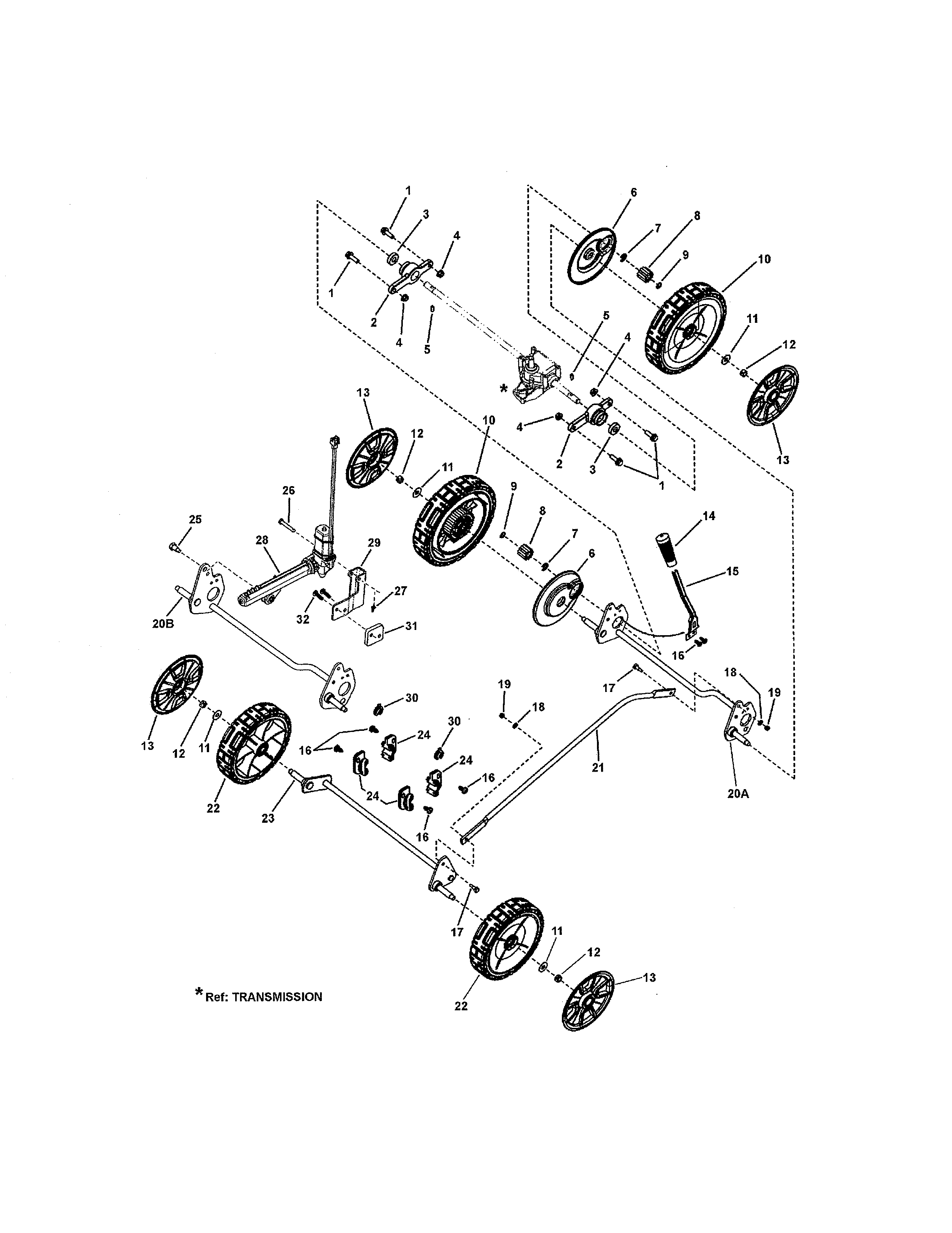 Snapper 7800722 (ENXT22875E) wheels diagram