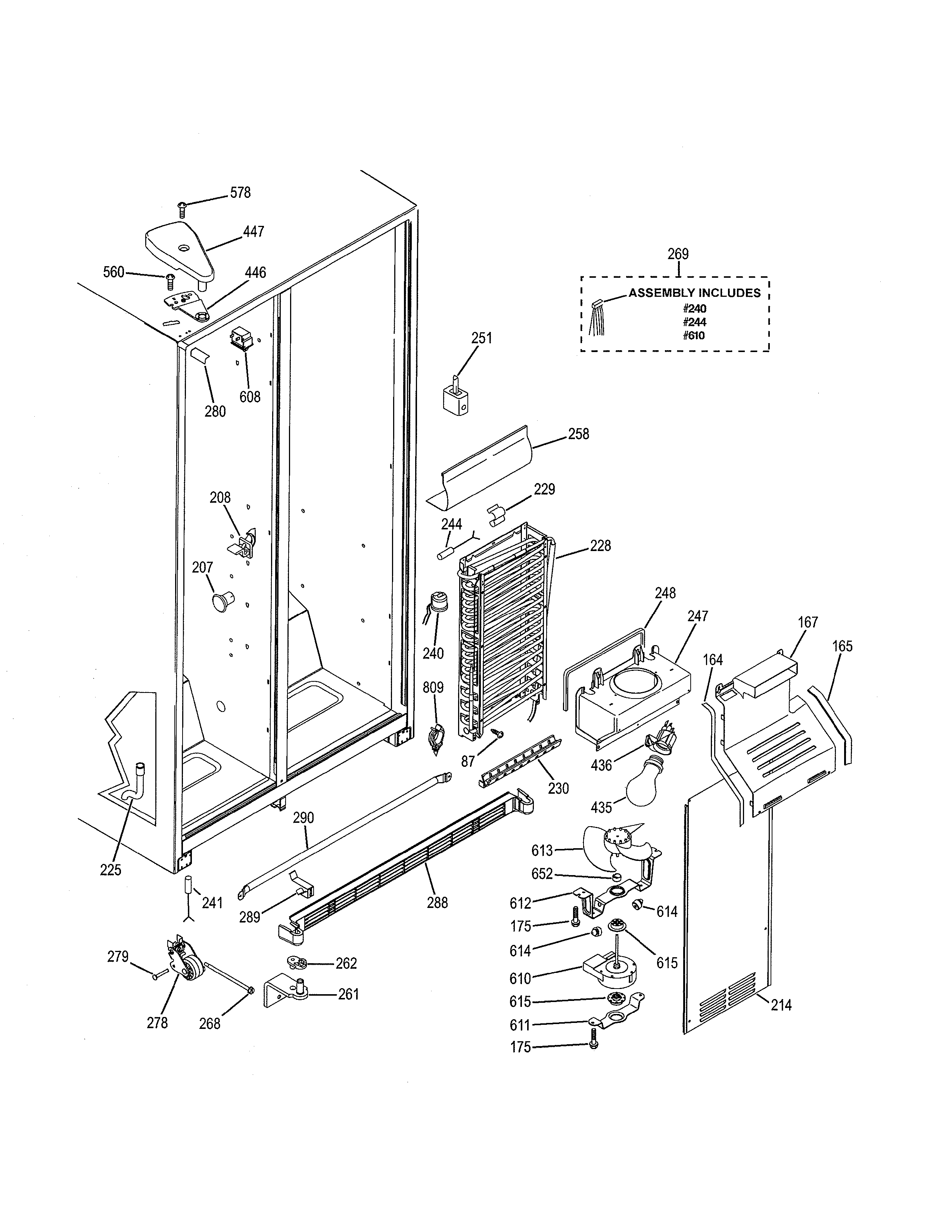 GE GSH25JGDDBB freezer section diagram