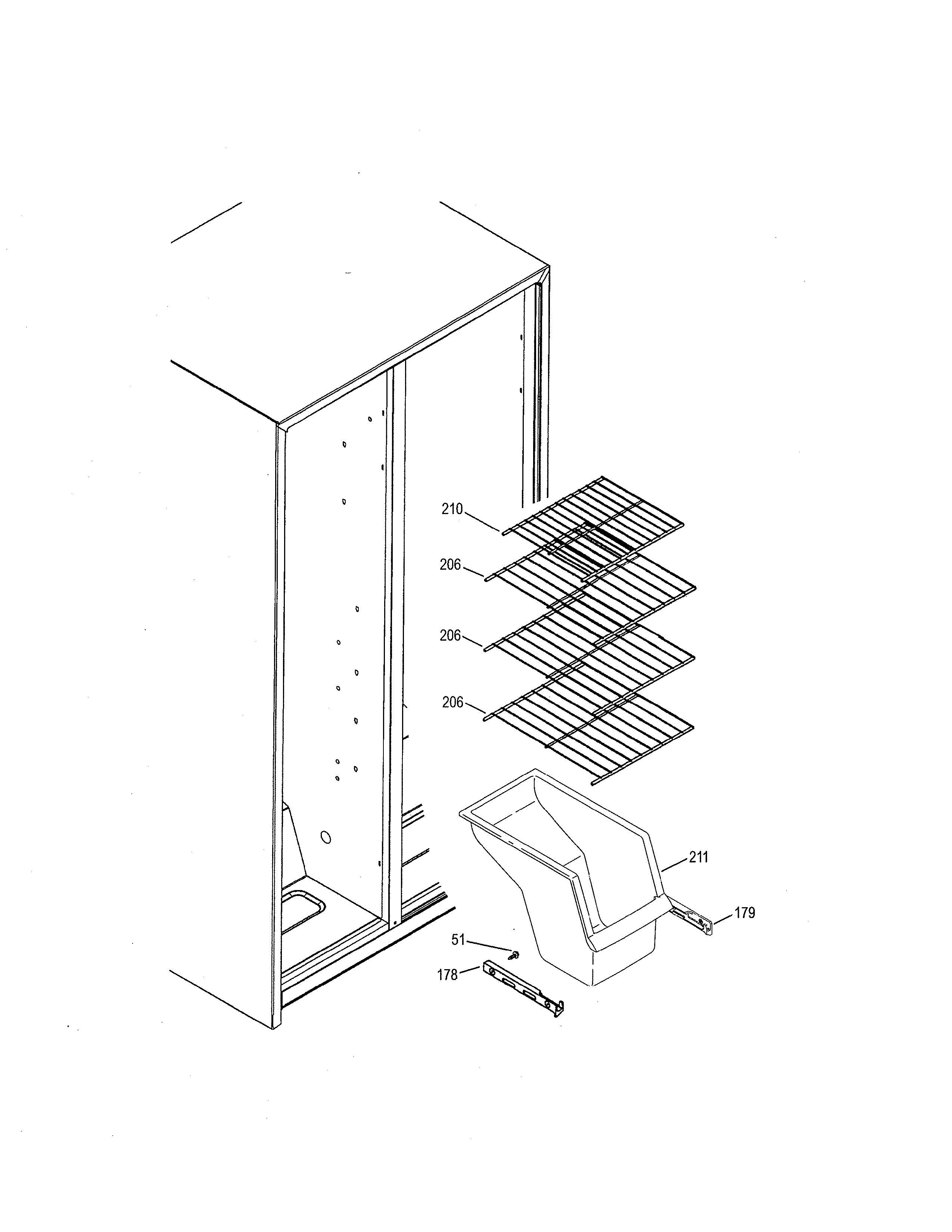GE GSH25JGDDBB freezer shelves diagram