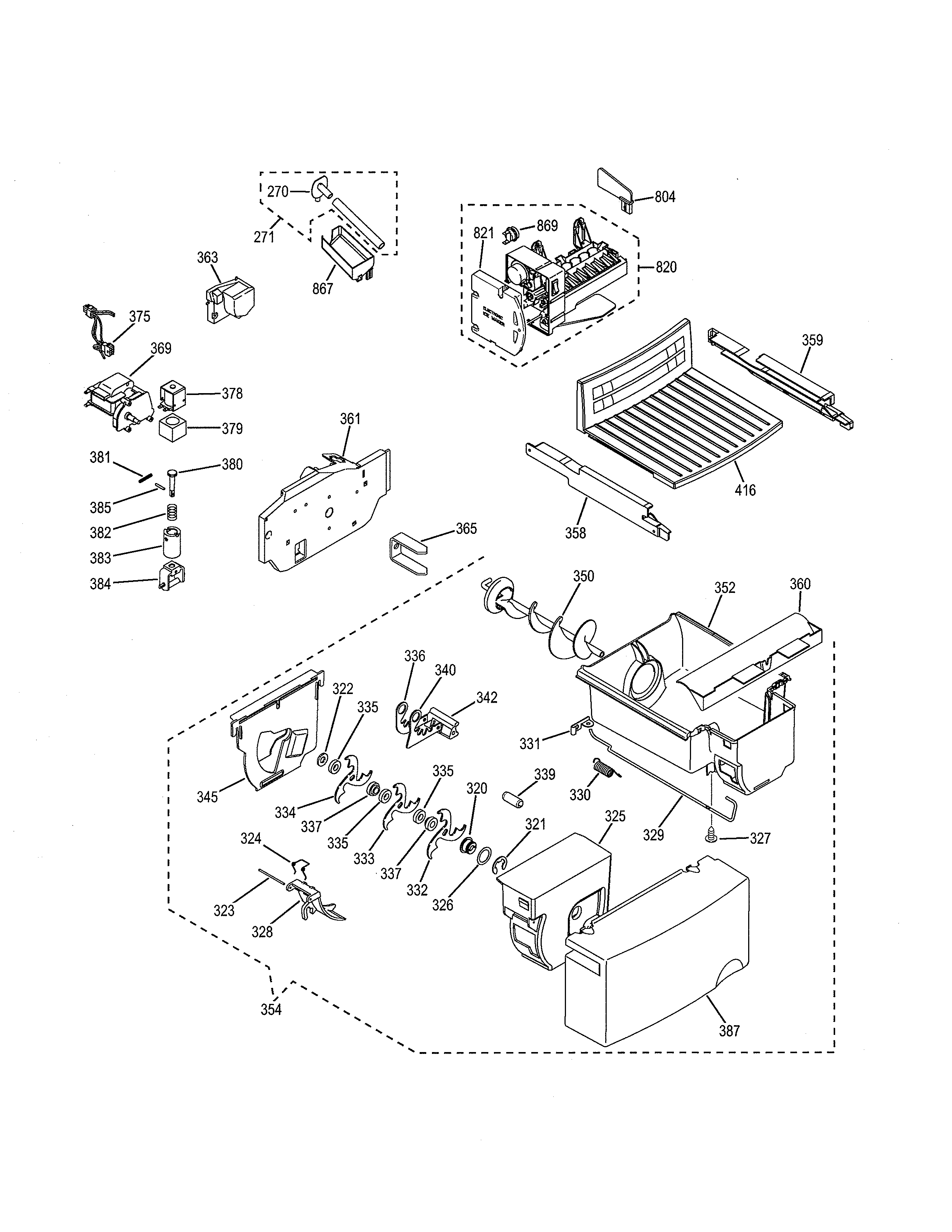GE GSH25JGDDBB ice maker & dispenser diagram