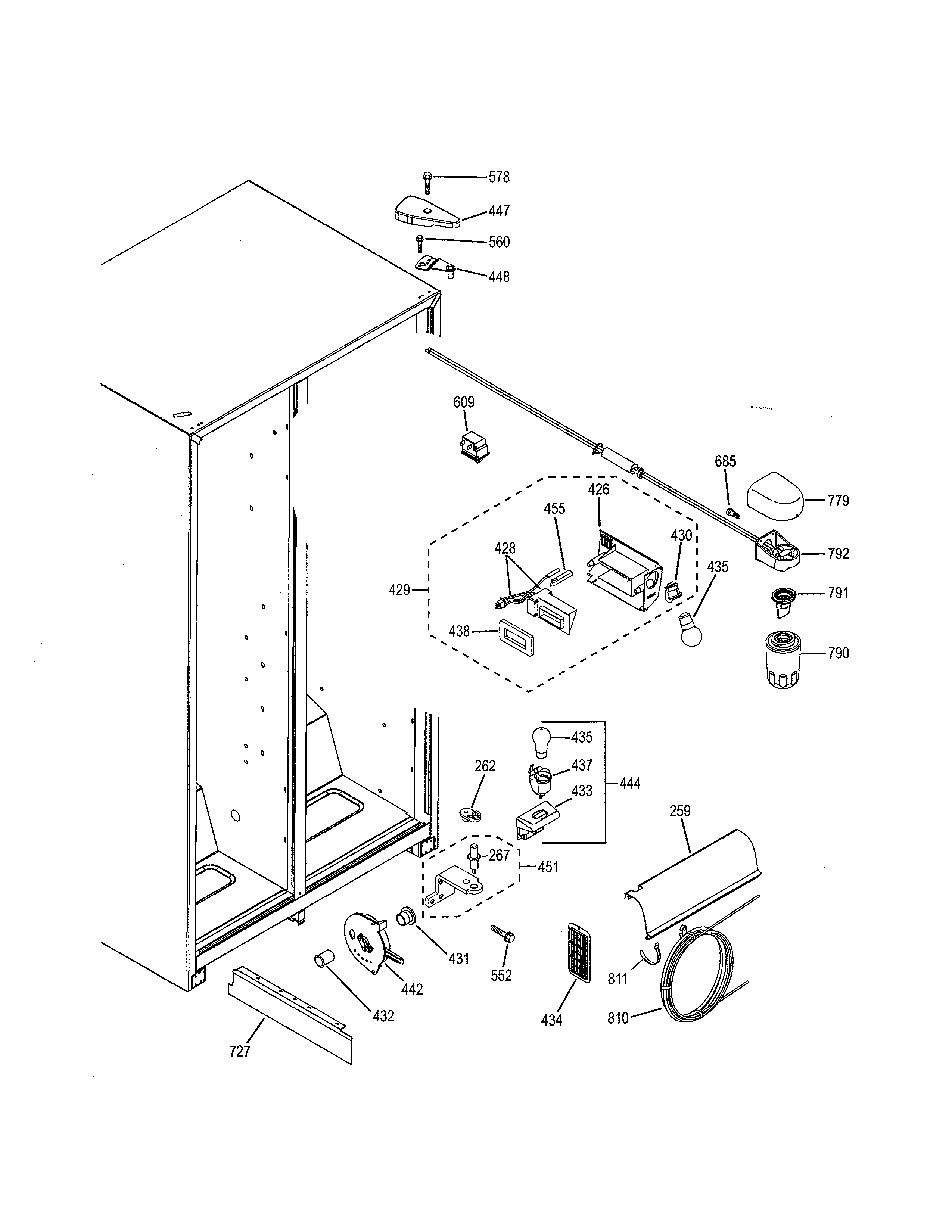 GE GSH25JGDDBB fresh food section diagram