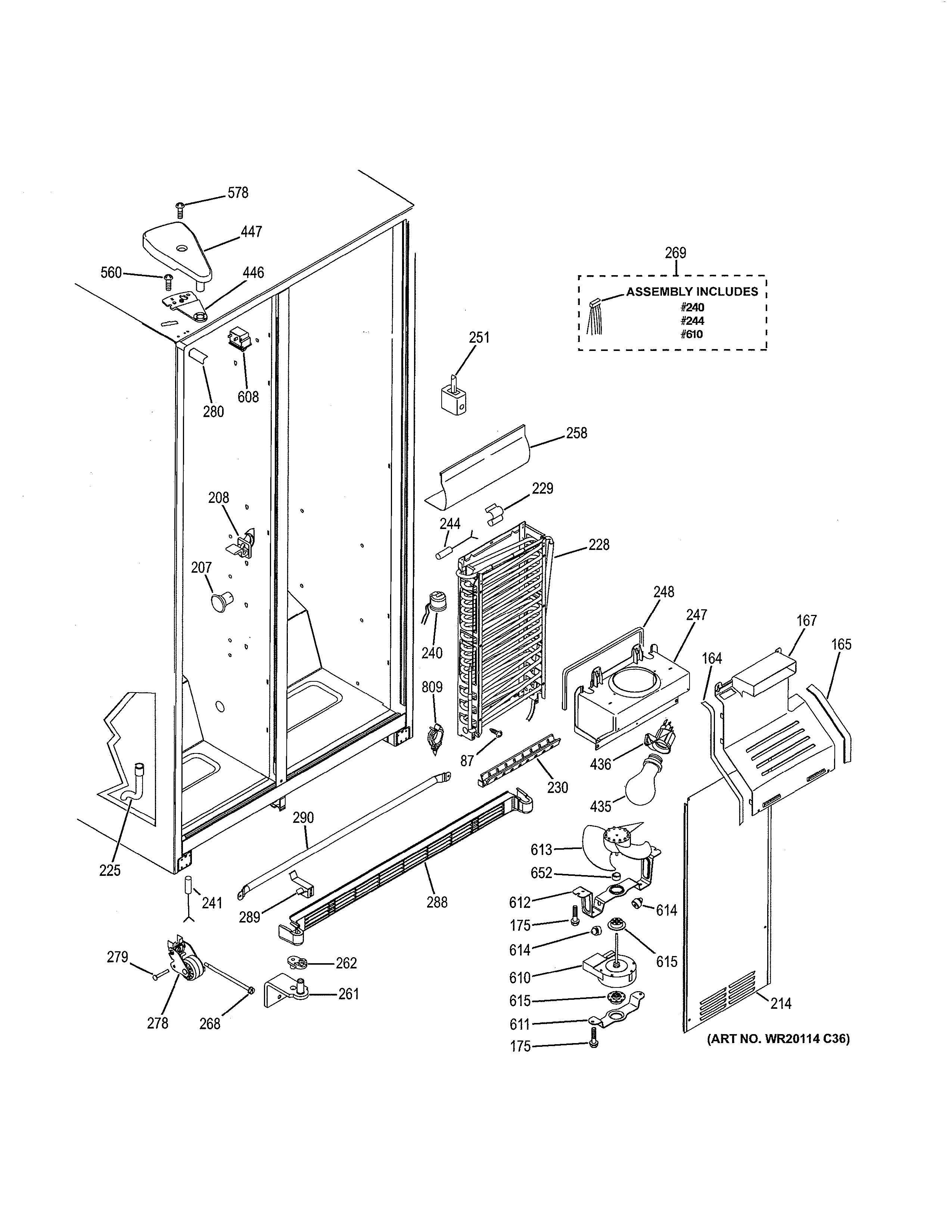 GE GSH25JGDDCC freezer section diagram
