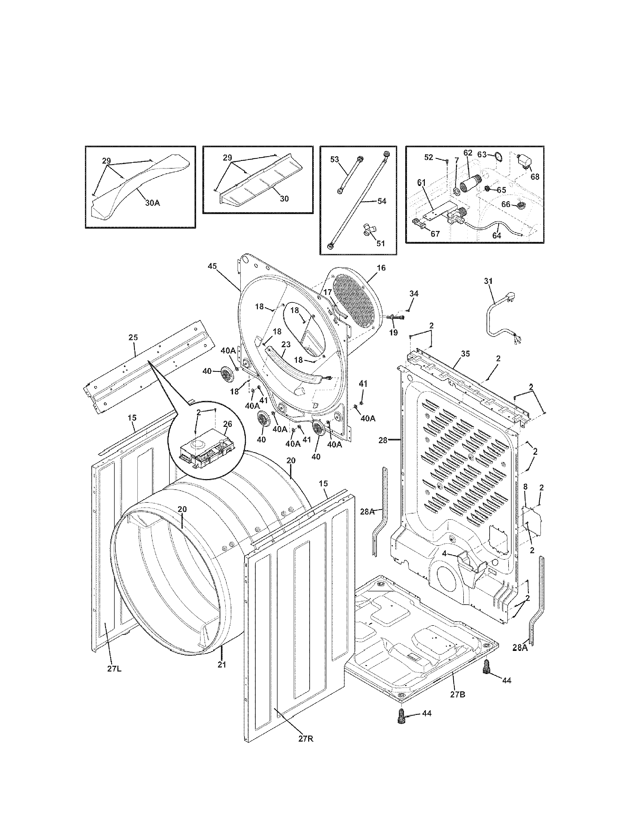 Kenmore Elite 41791102003 cabinet/drum diagram