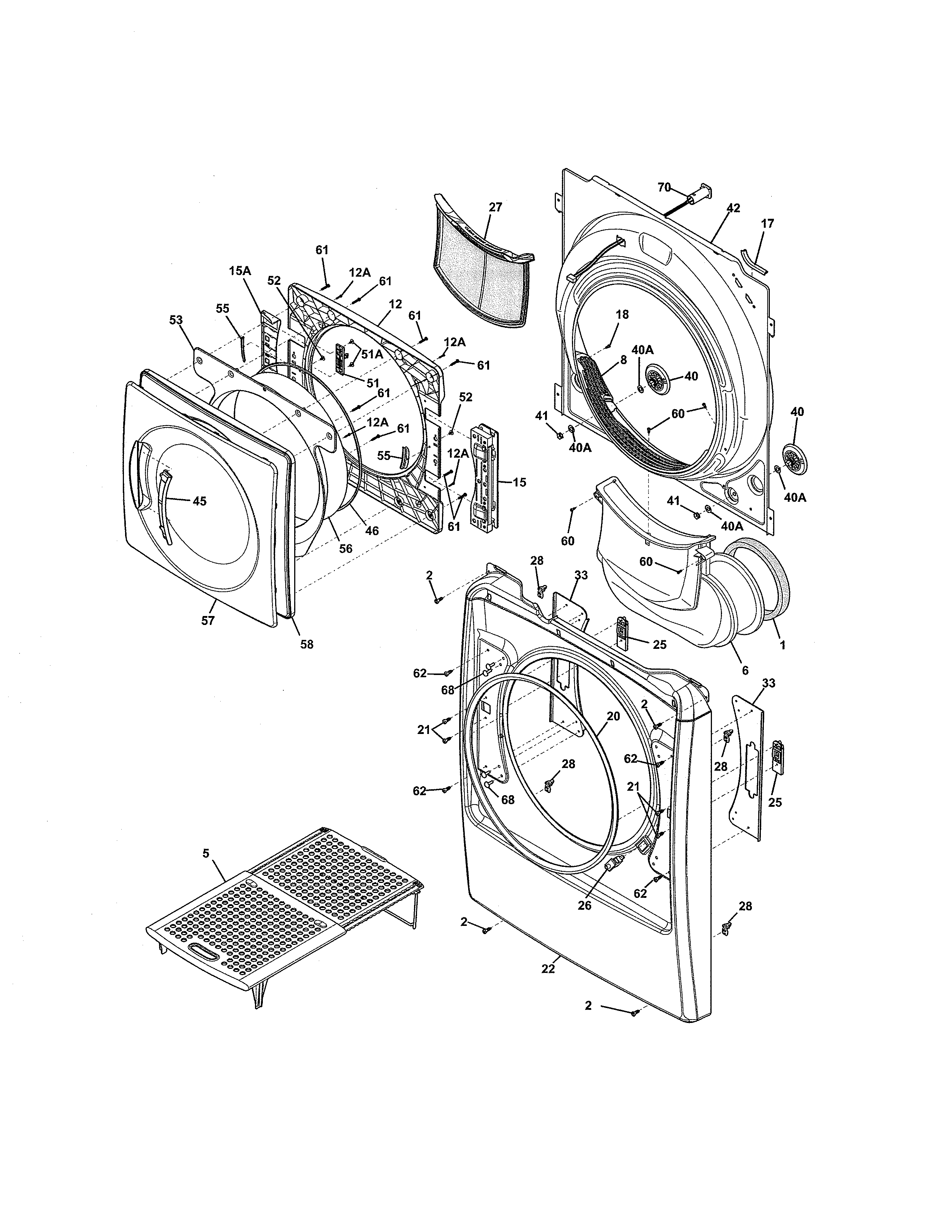 Kenmore Elite 41791102003 front panel/lint filter diagram