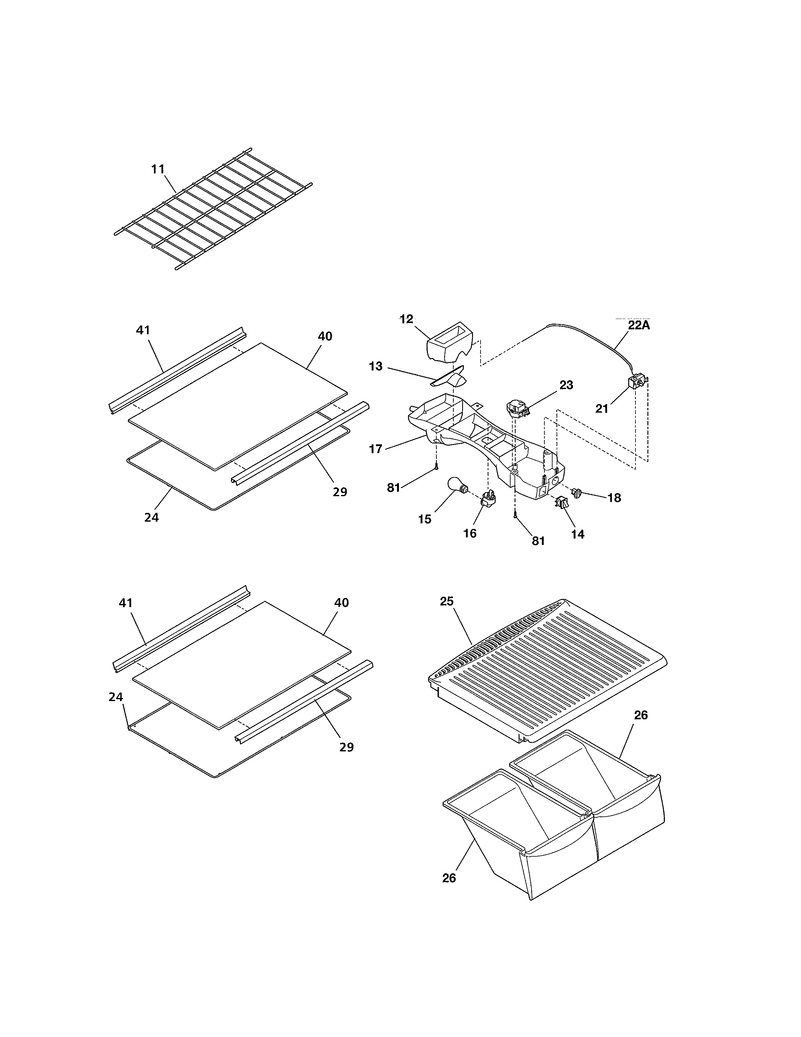 Kenmore 25362629017 shelves diagram