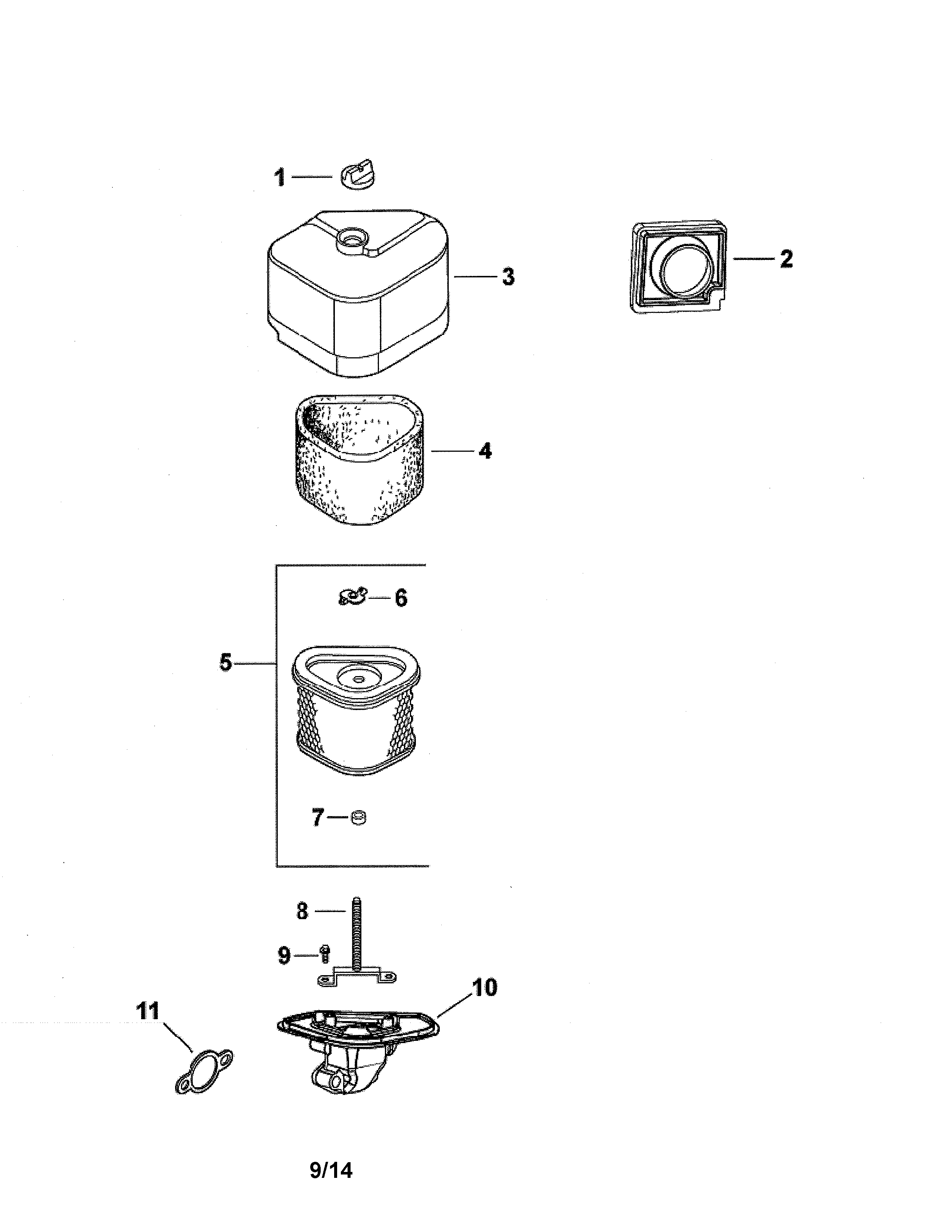 Craftsman 917273180 air intake/filtration diagram