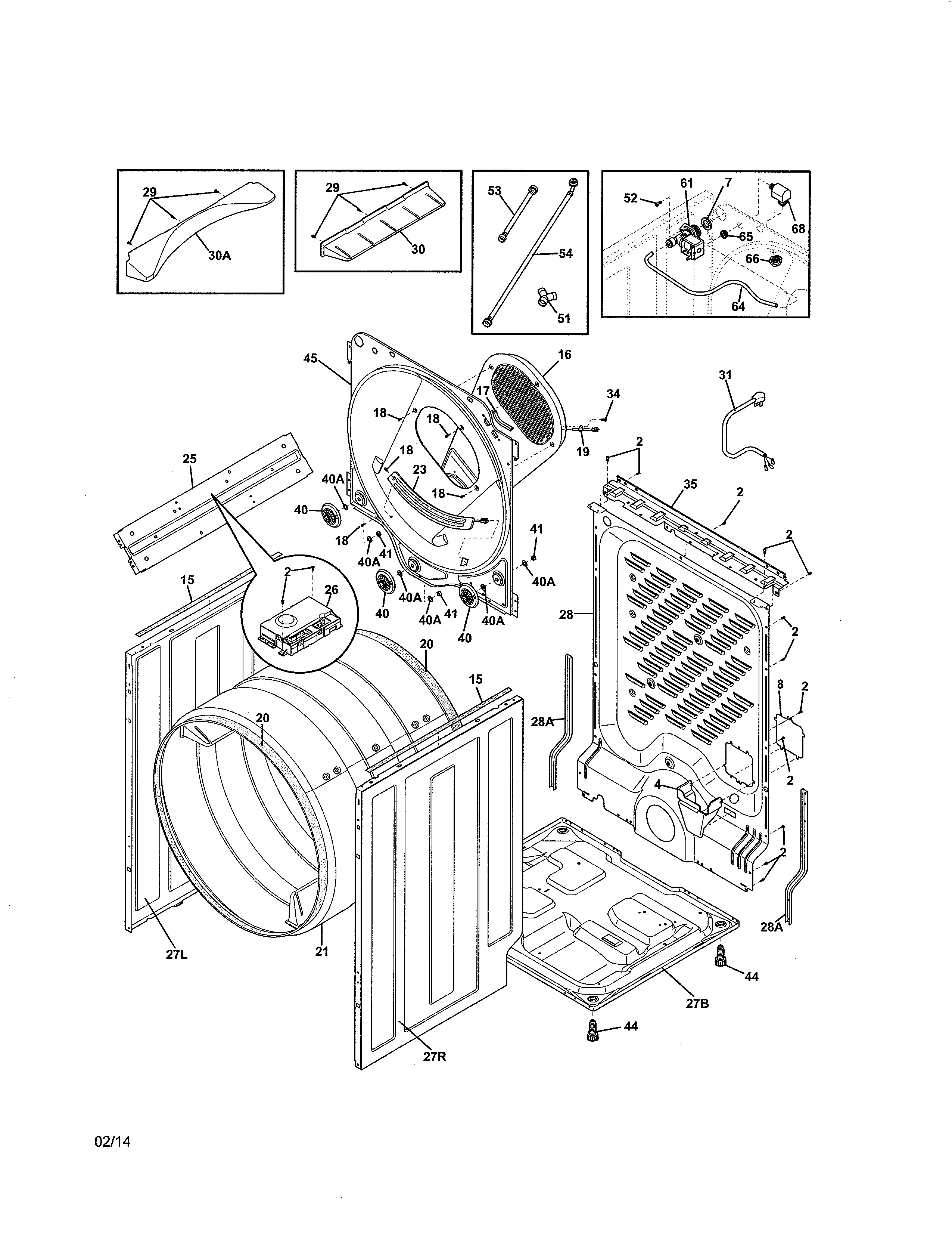 Kenmore Elite 41781102003 cabinet/drum diagram