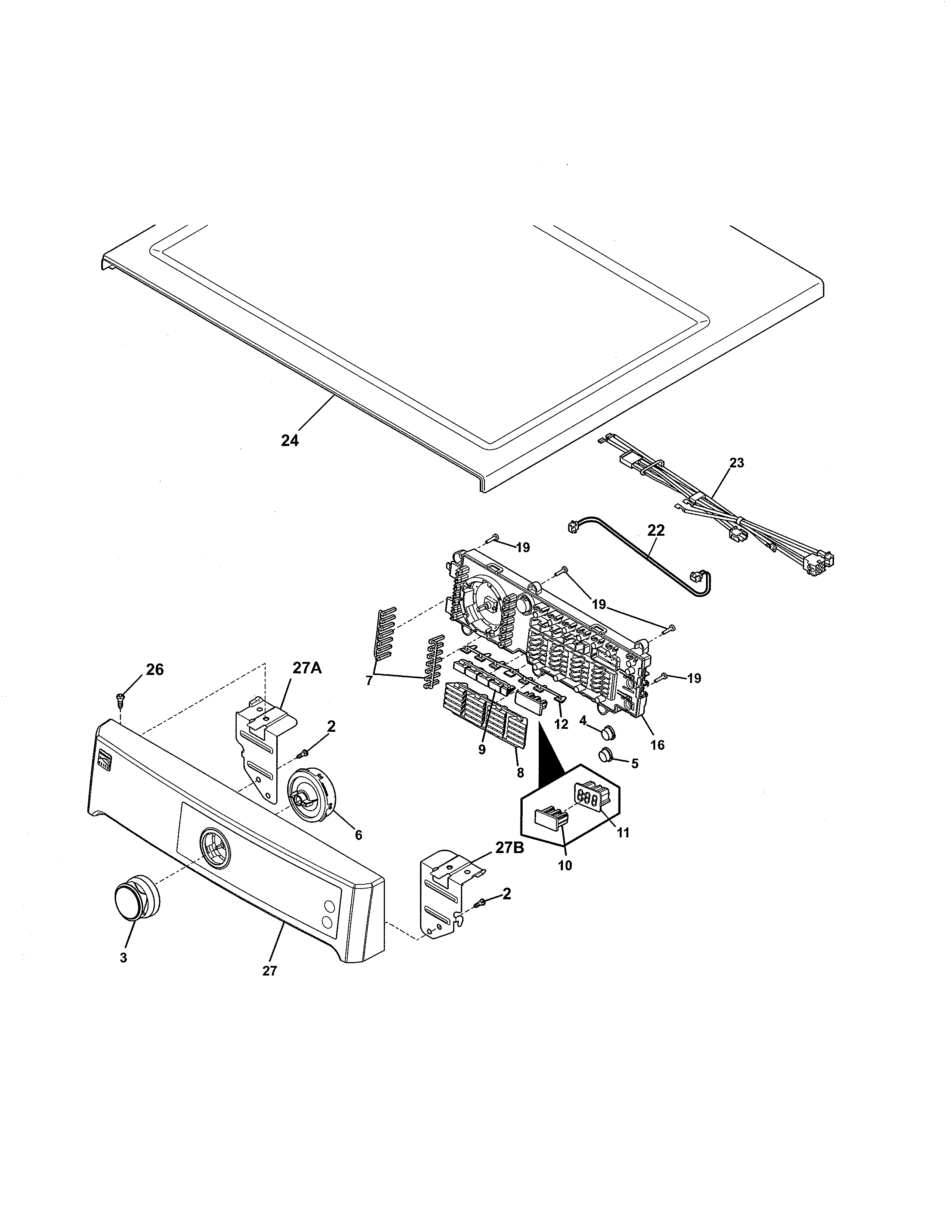 Kenmore Elite 41781102003 controls/top panel diagram