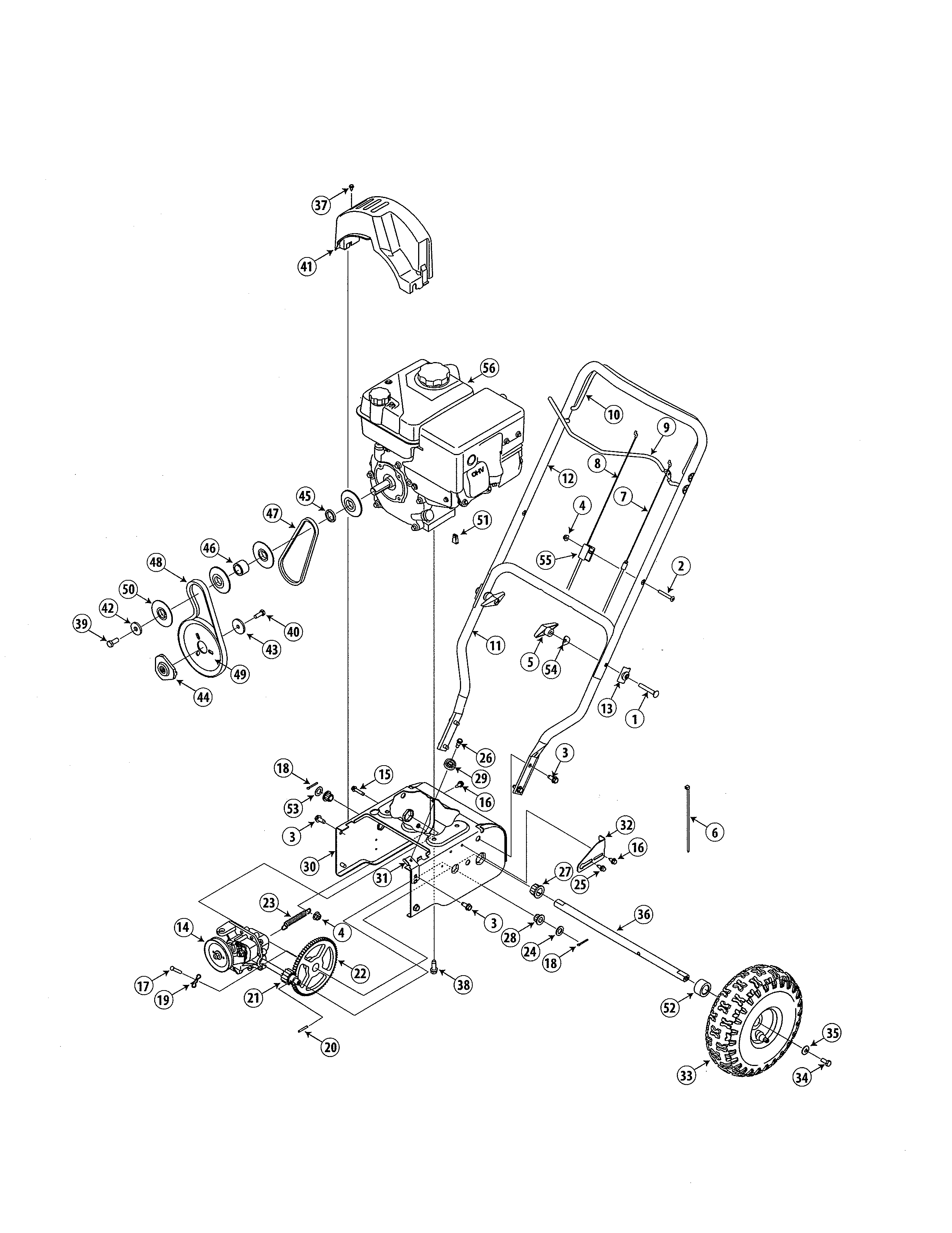 MTD 31A-32BD799 engine/handle diagram