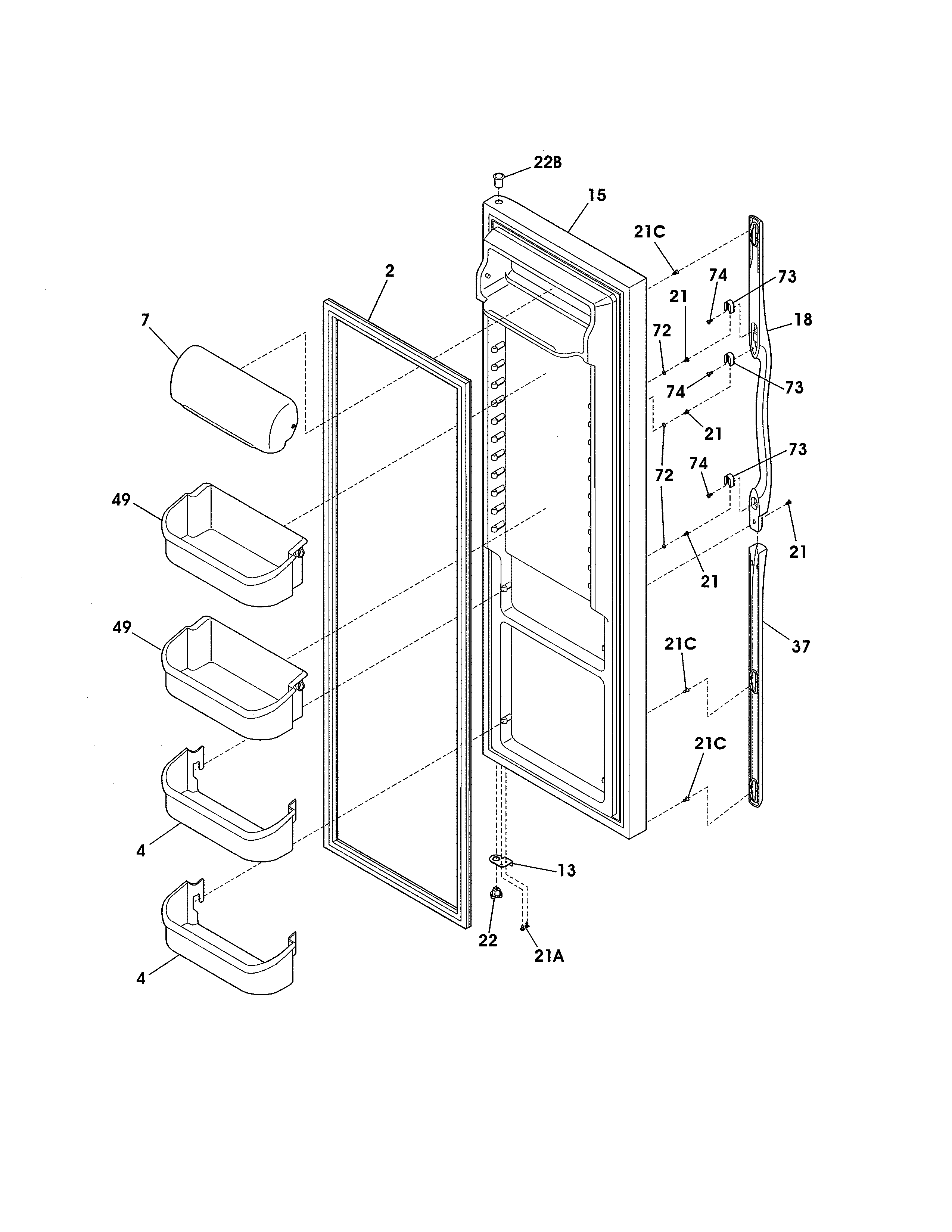 Frigidaire FRS3HR5HMB5 refrigerator door diagram