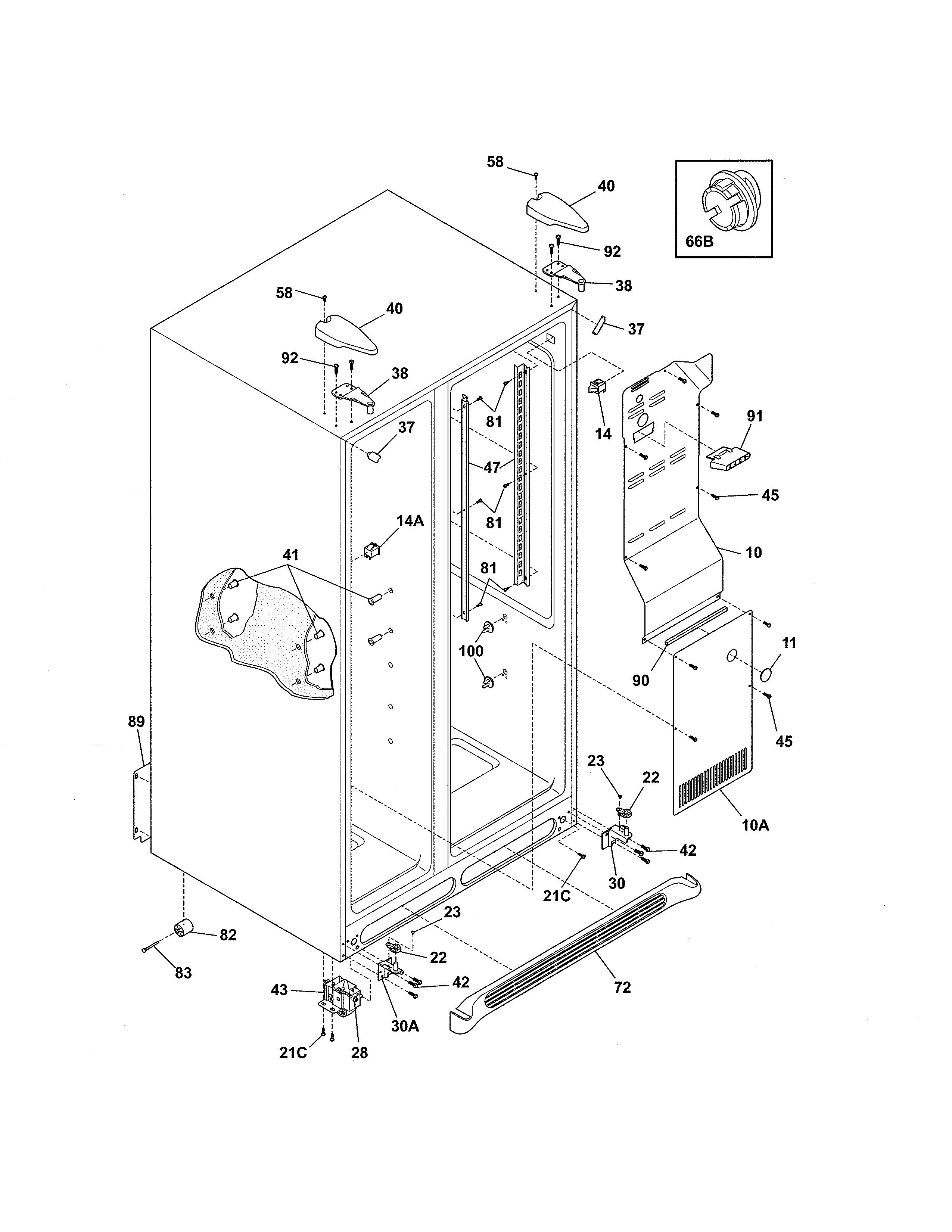 Frigidaire FRS3HR5HMB5 cabinet diagram