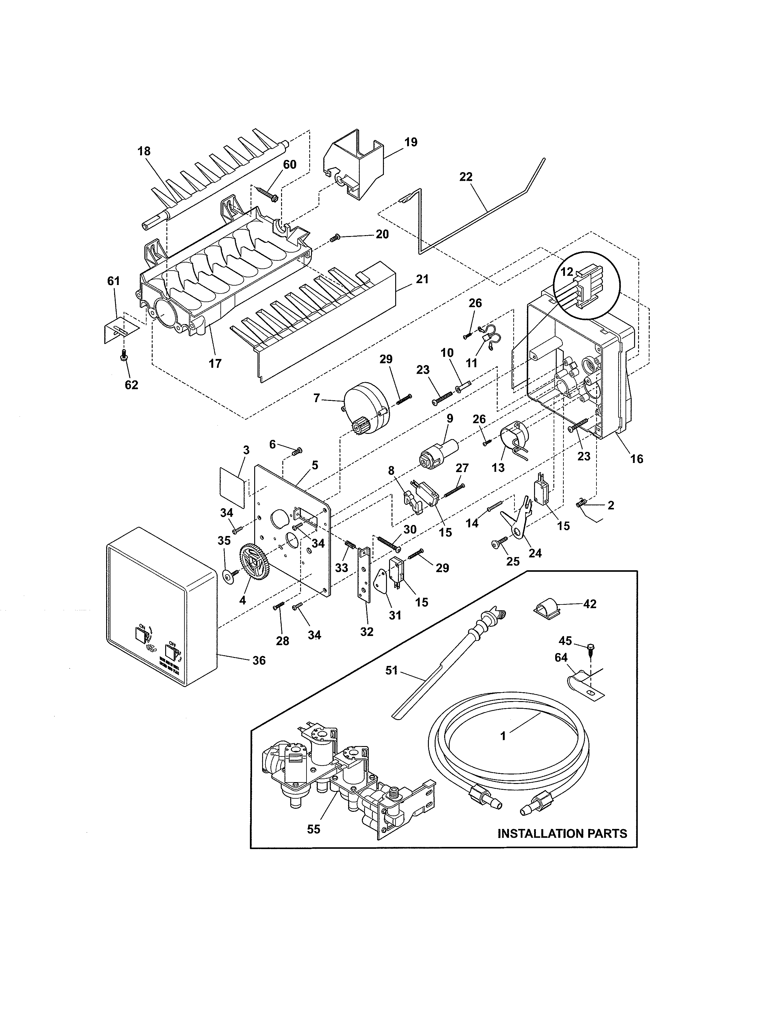 Frigidaire FRS3HR5HMB5 ice maker diagram