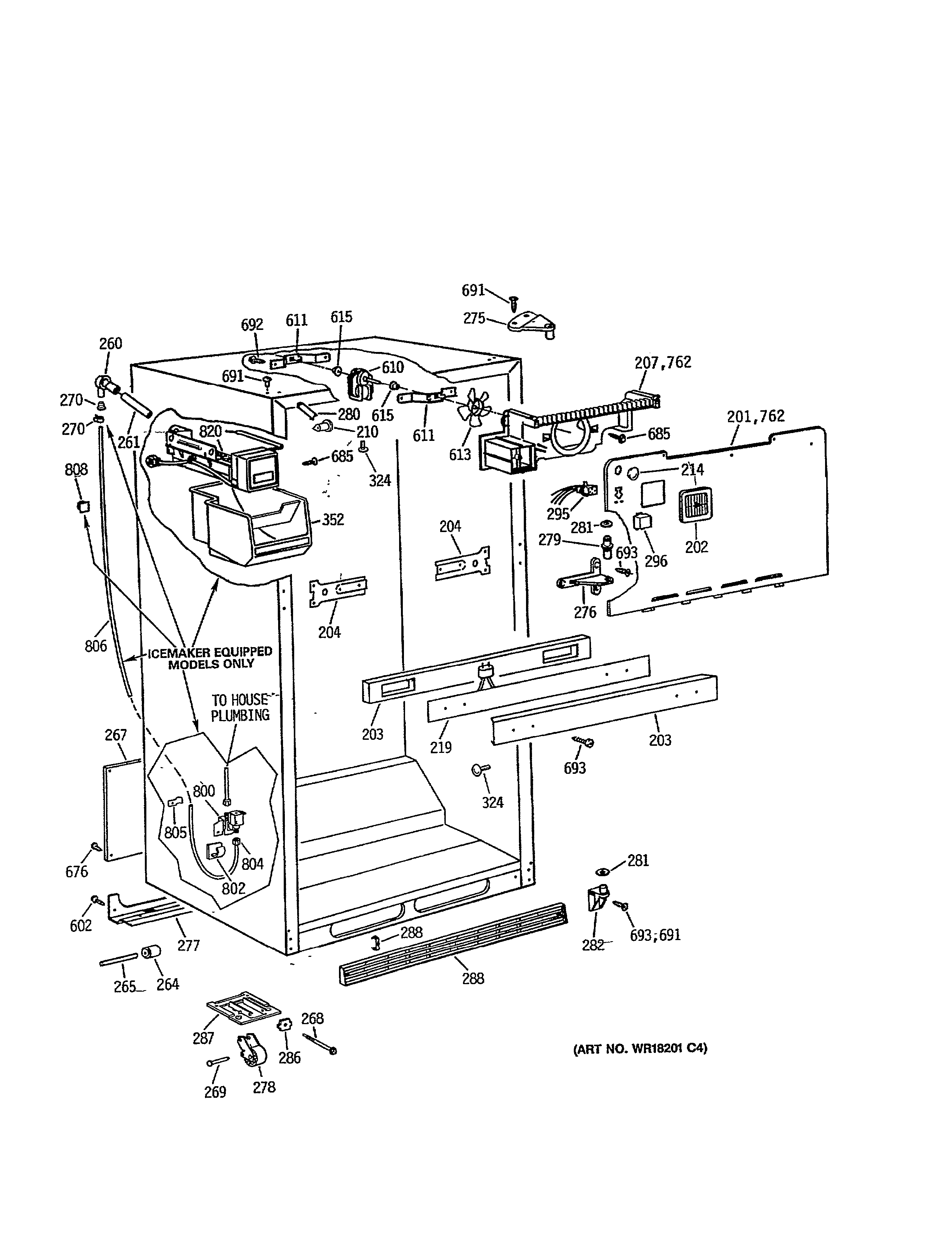 GE TBX18SAXJLWW cabinet diagram