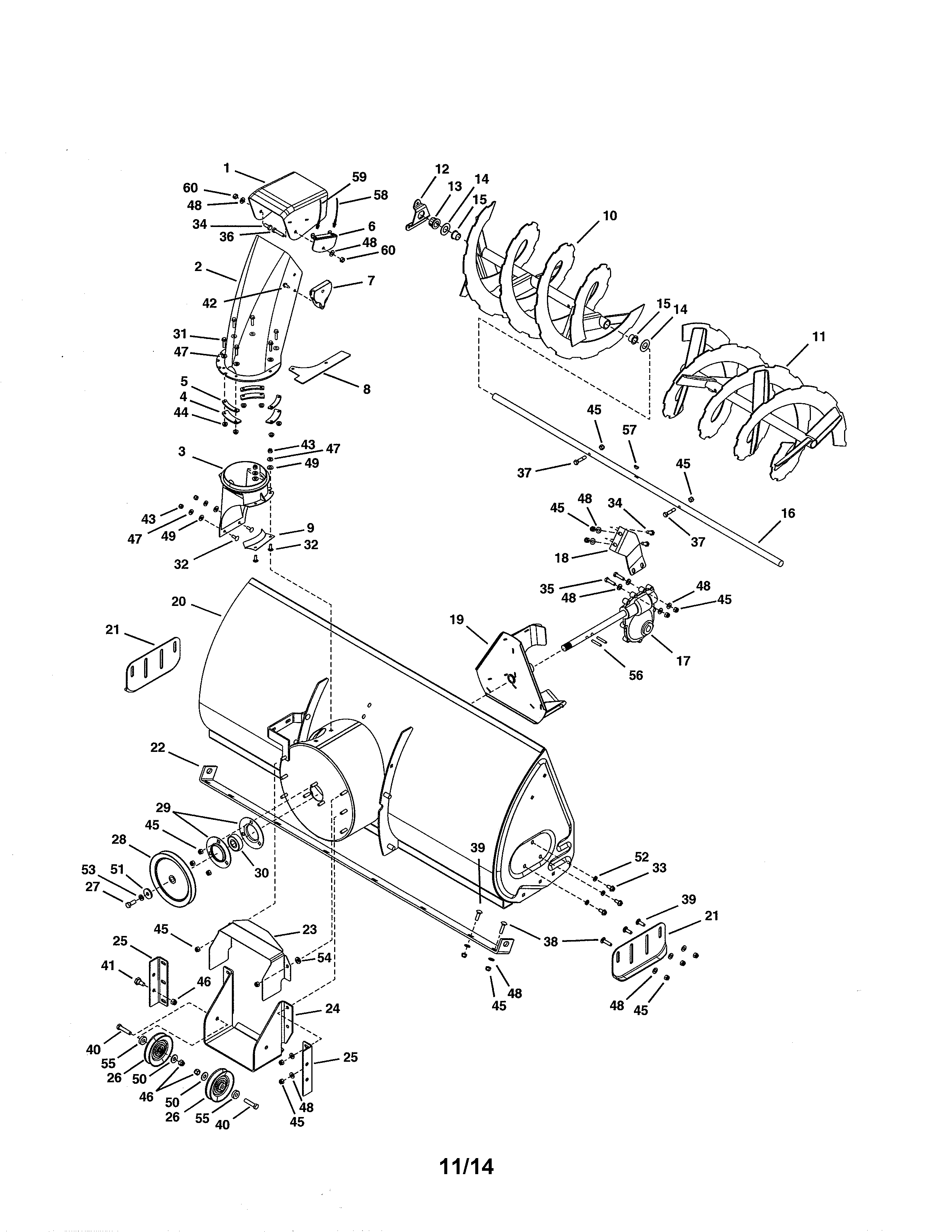 Agri-Fab 45-04911 auger & housing/chute diagram