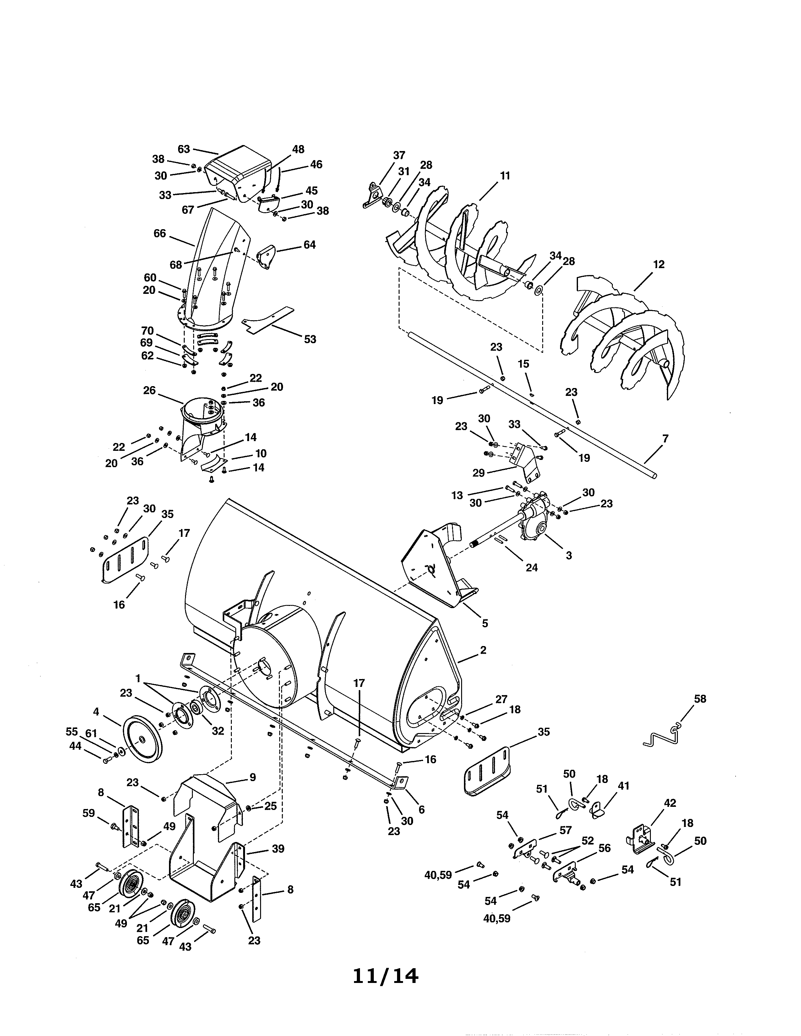 Craftsman 486248373 auger & housing/chute diagram