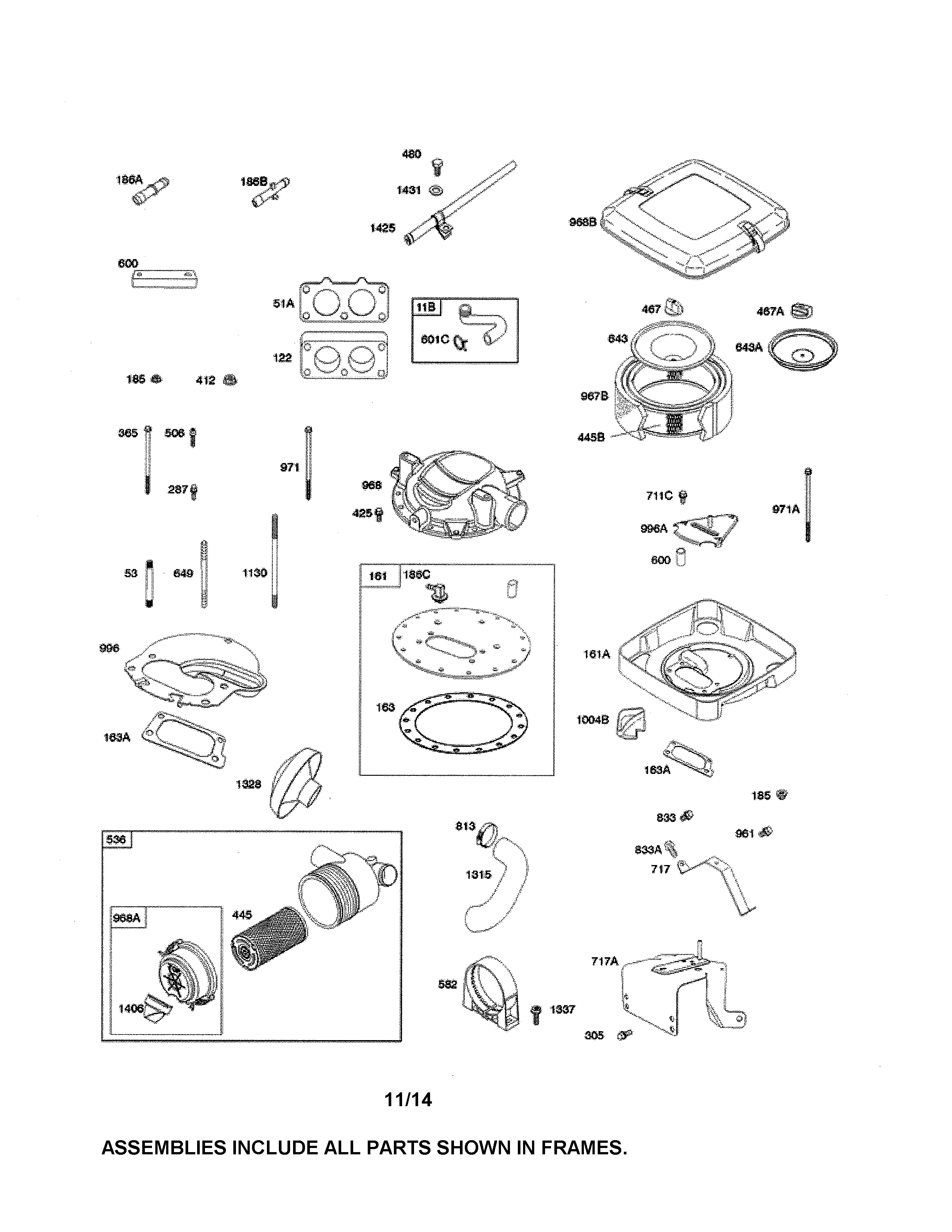 Snapper YT2300 (2690503) air cleaner diagram
